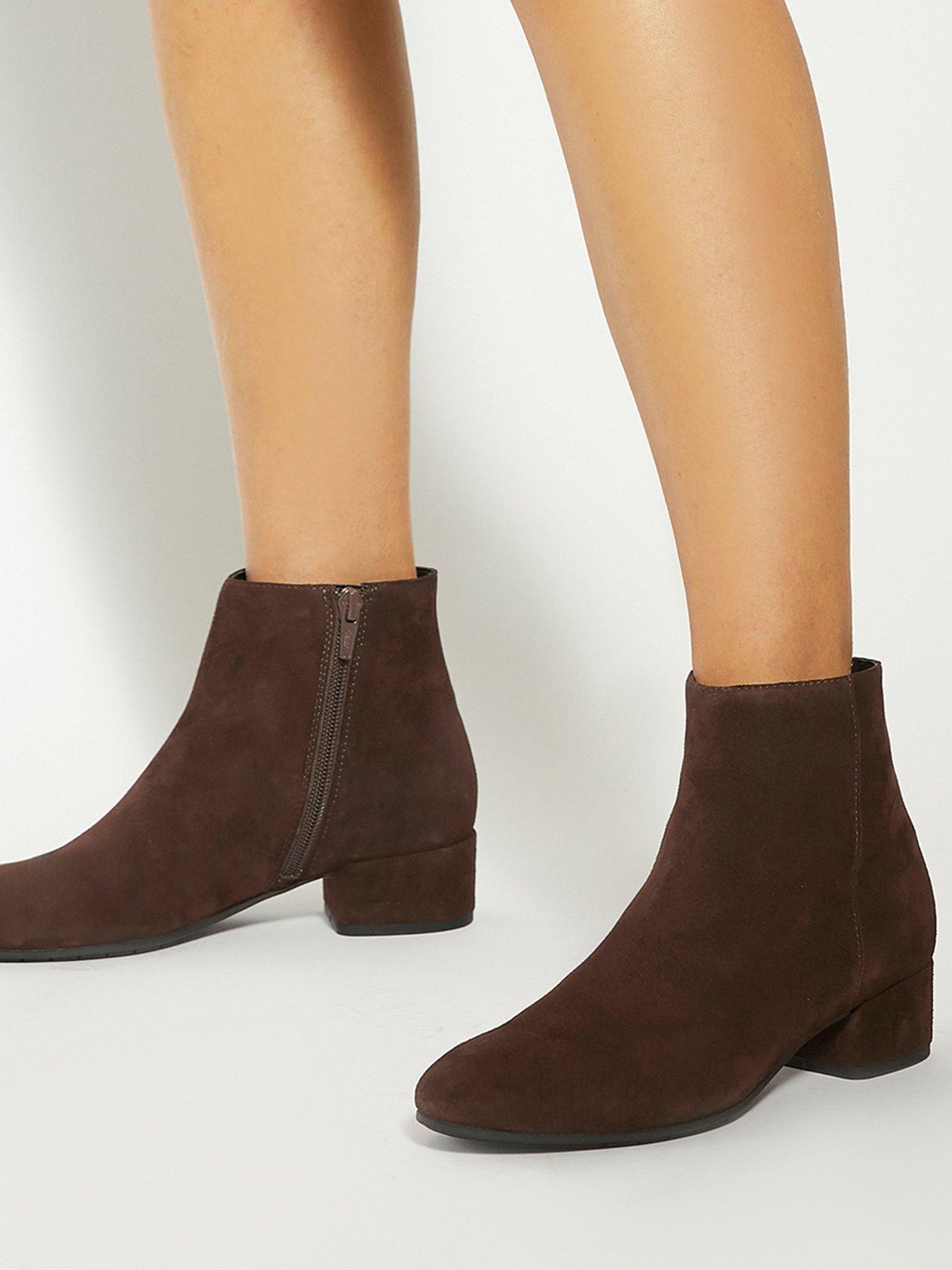 Image 6 of 6 of Dune London Wide Fit Pippie Suede Ankle Boots - Brown