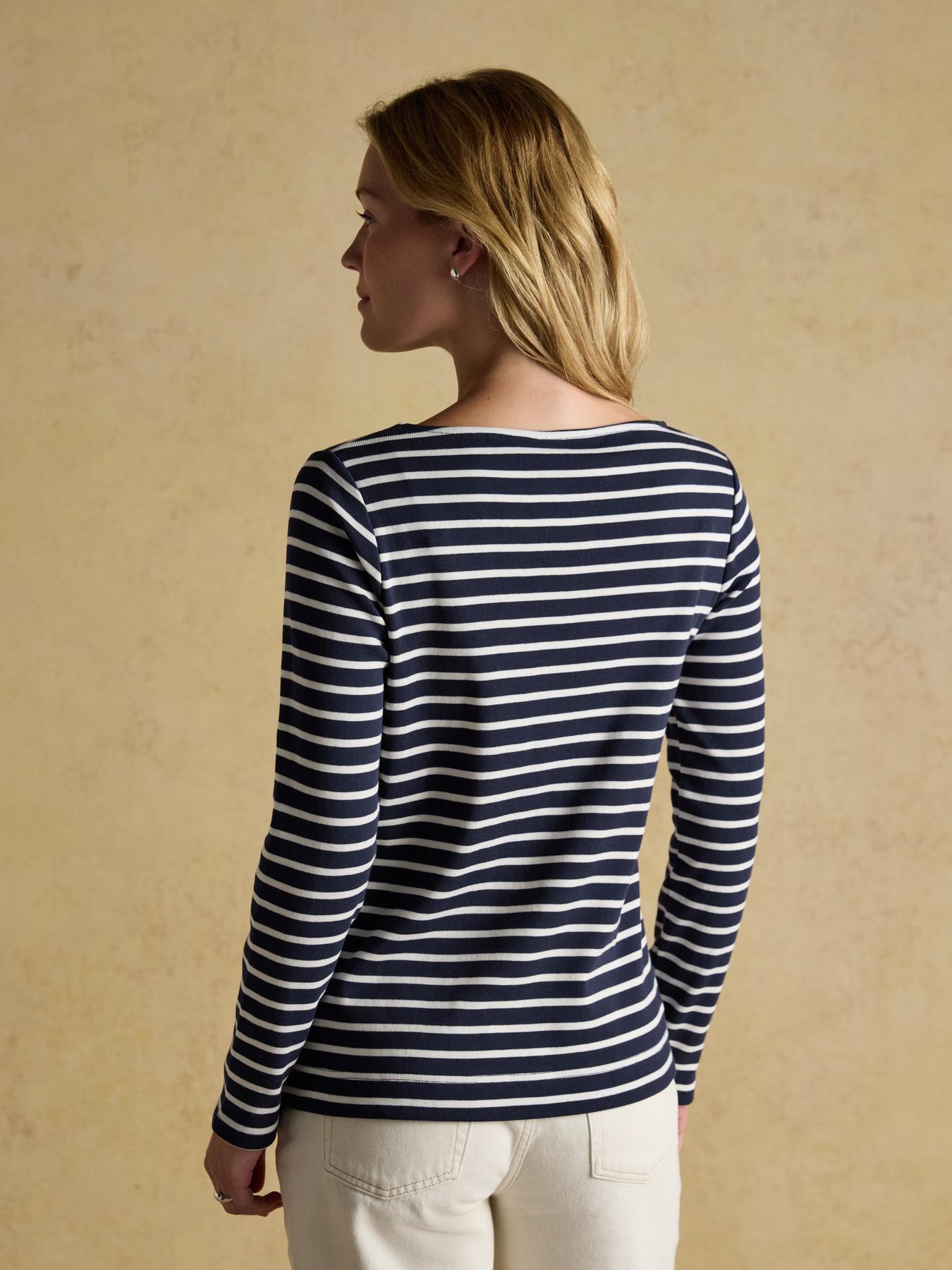 Image 2 of 5 of Joules Christmas Dog Boat Neck Breton Top - Navy/Cream