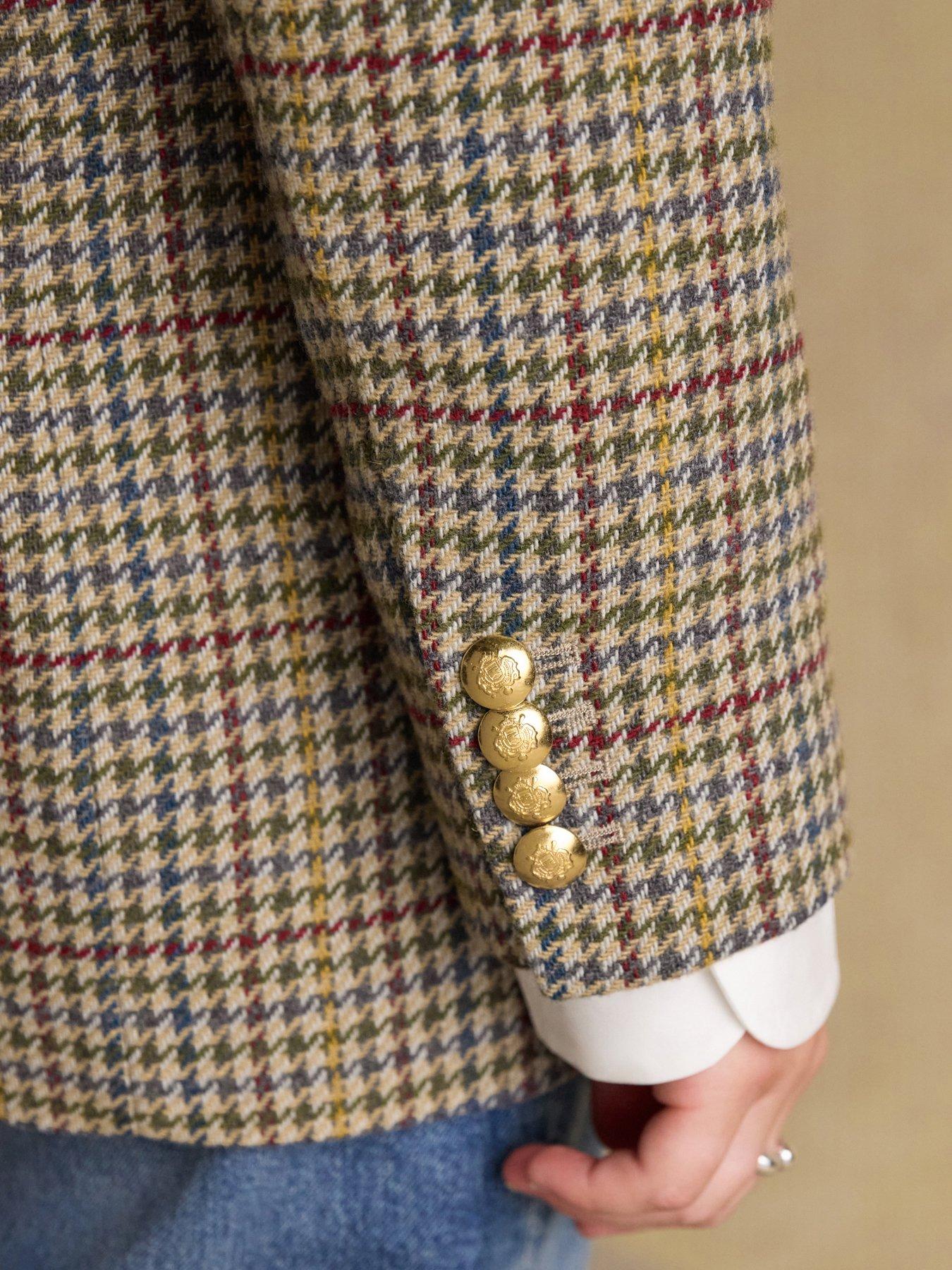  image of joules-relaxed-fit-tweed-blazer-elton-tweed-brown