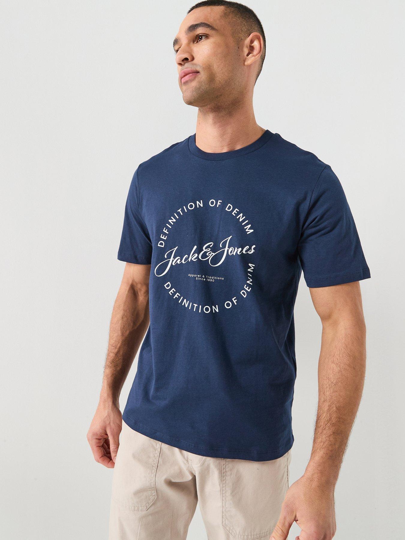front image of jack-jones-grayson-t-shirt-navy