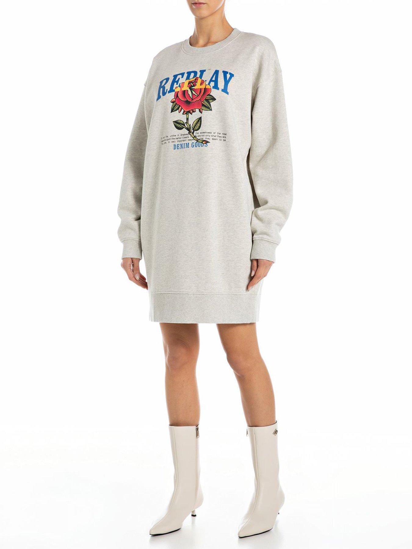 replay-logo-sweater-dress-grey