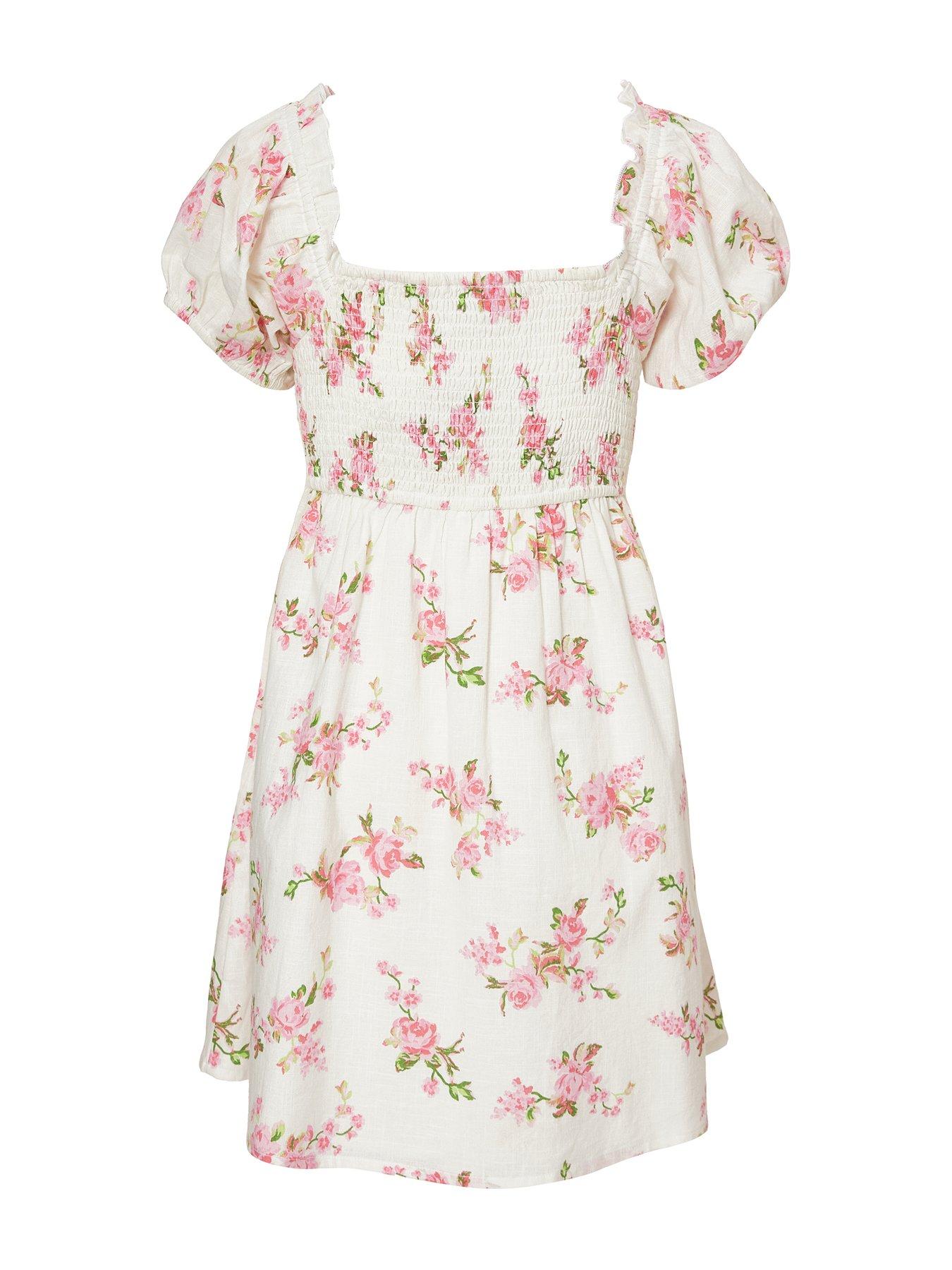 Image 5 of 6 of Quiz Pink Floral Mini Skater Dress