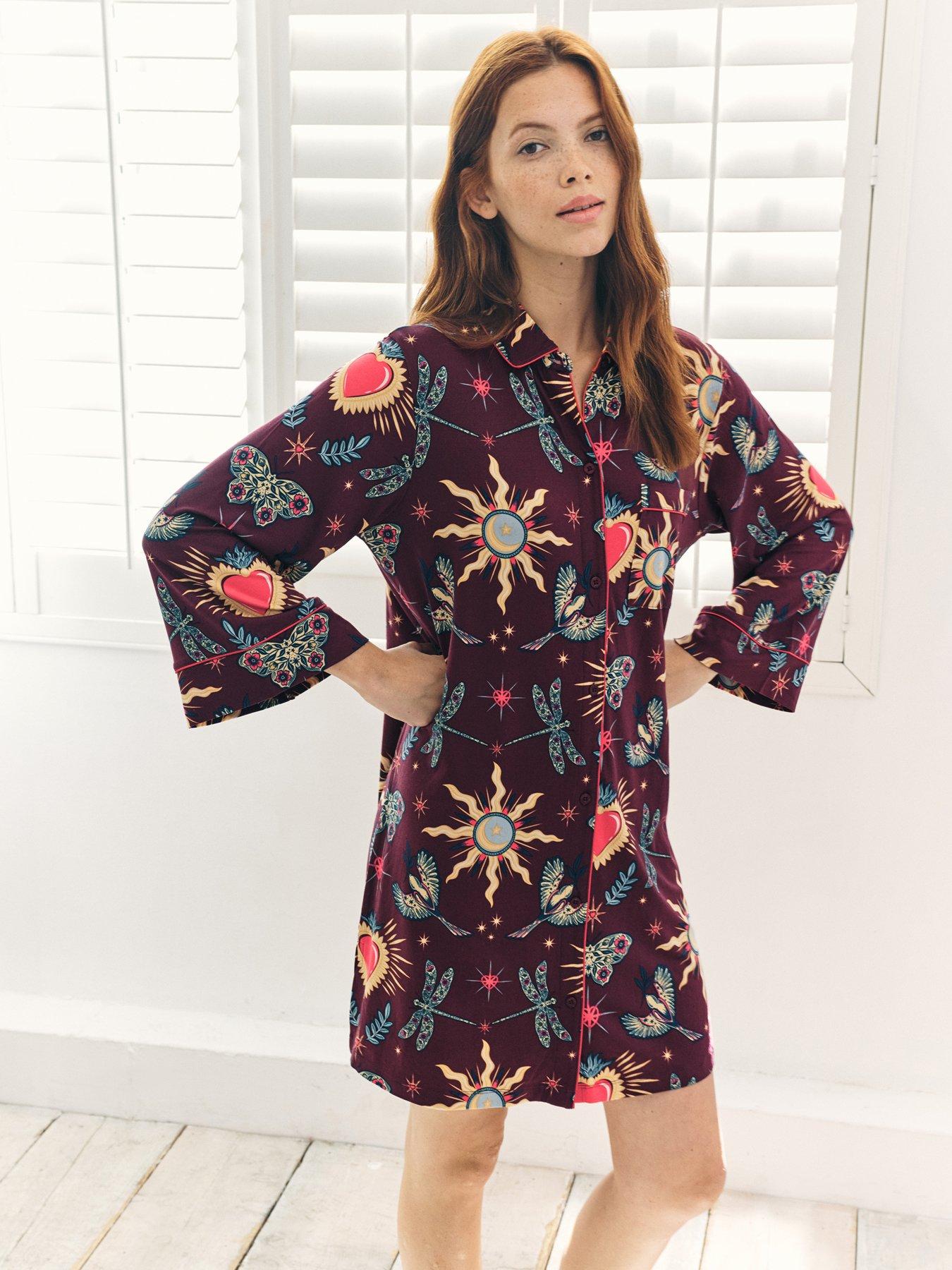 CHELSEA PEERS 3/4 Sleeve Nightshirt  - Red