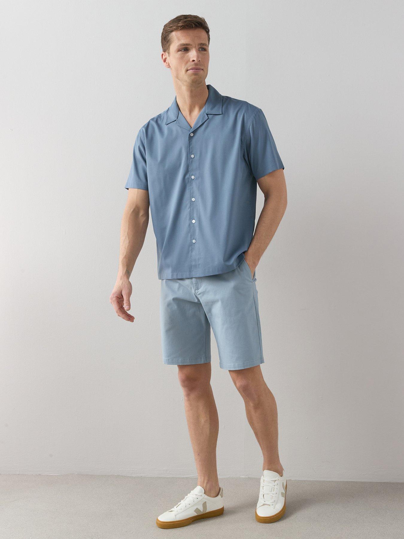 The Very Collection Cotton Rich Slim Fit Chino Short With Stretch - Blue