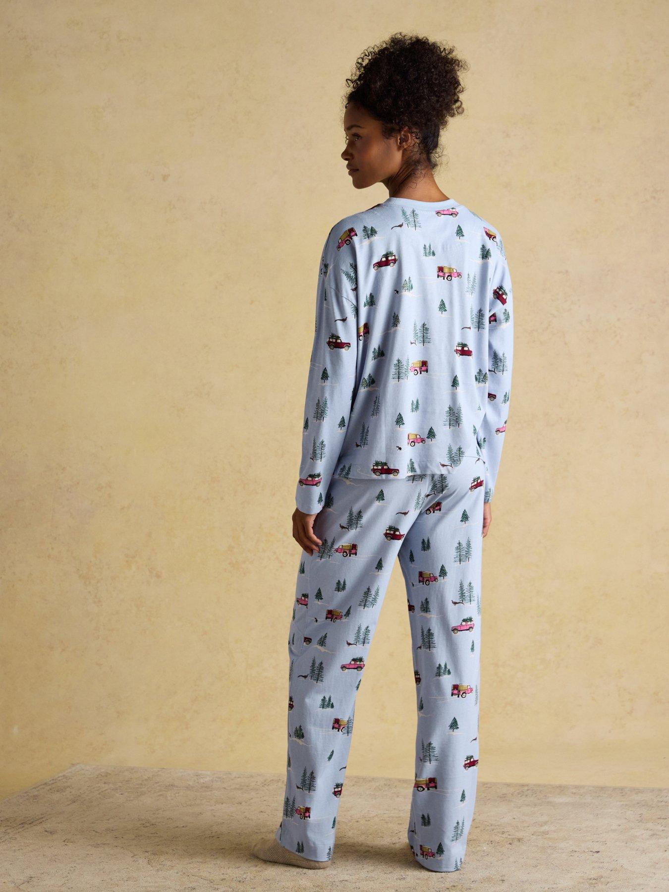 stillFront image of joules-lyla-long-sleeve-jersey-cotton-pyjama-set-blue