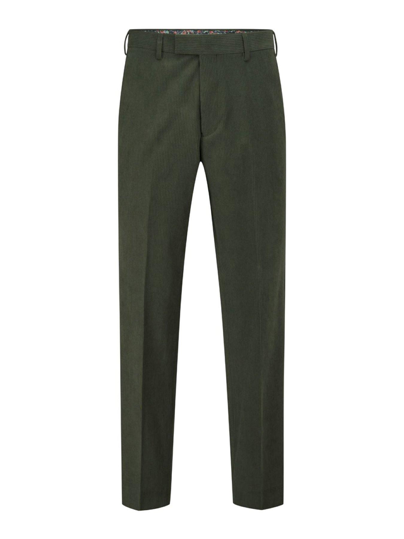  image of skopes-tailored-fit-dorsey-corduroy-suit-trousers-corduroy-dark-green
