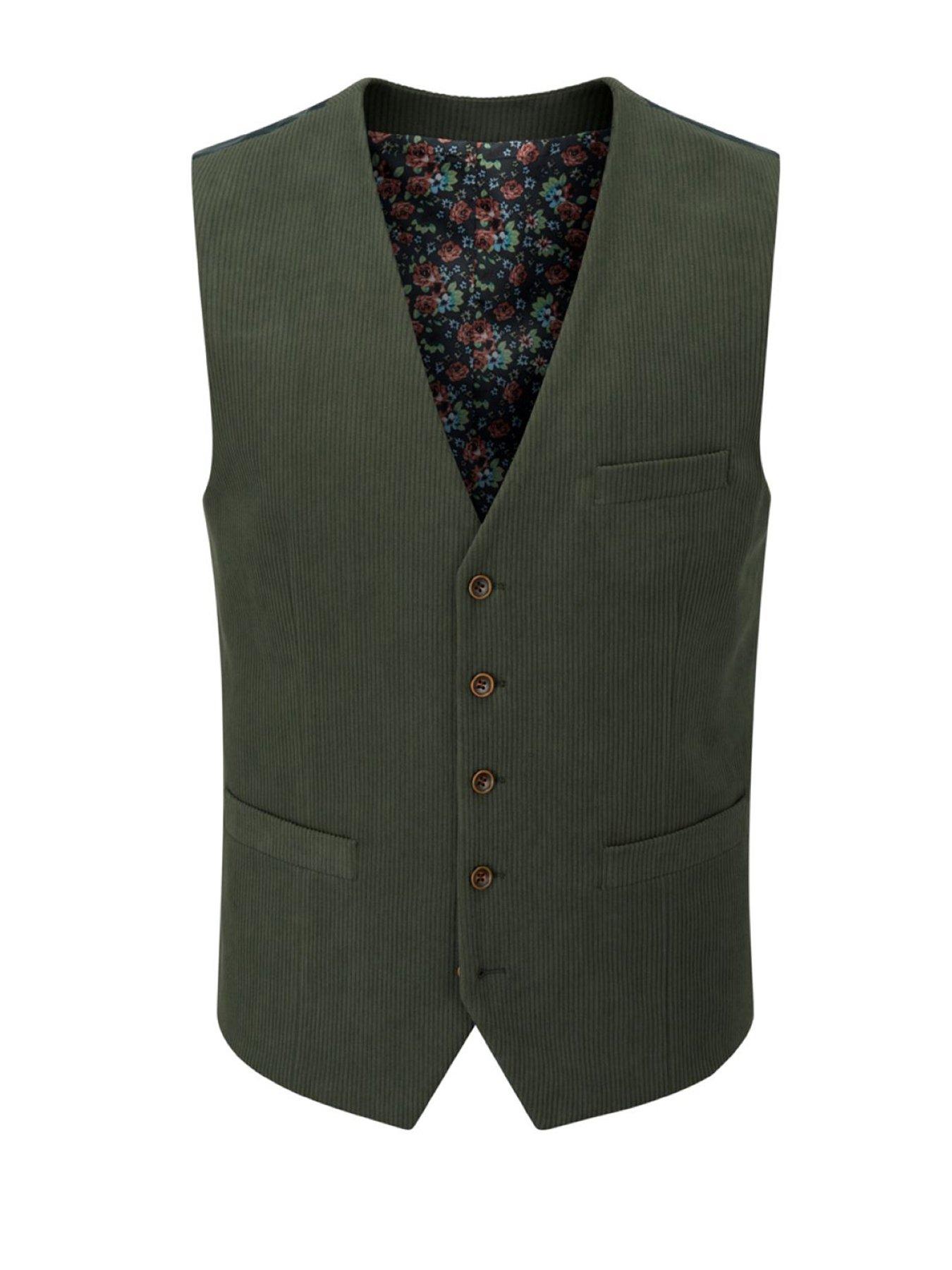  image of skopes-dorsey-corduroy-waistcoat-dark-green