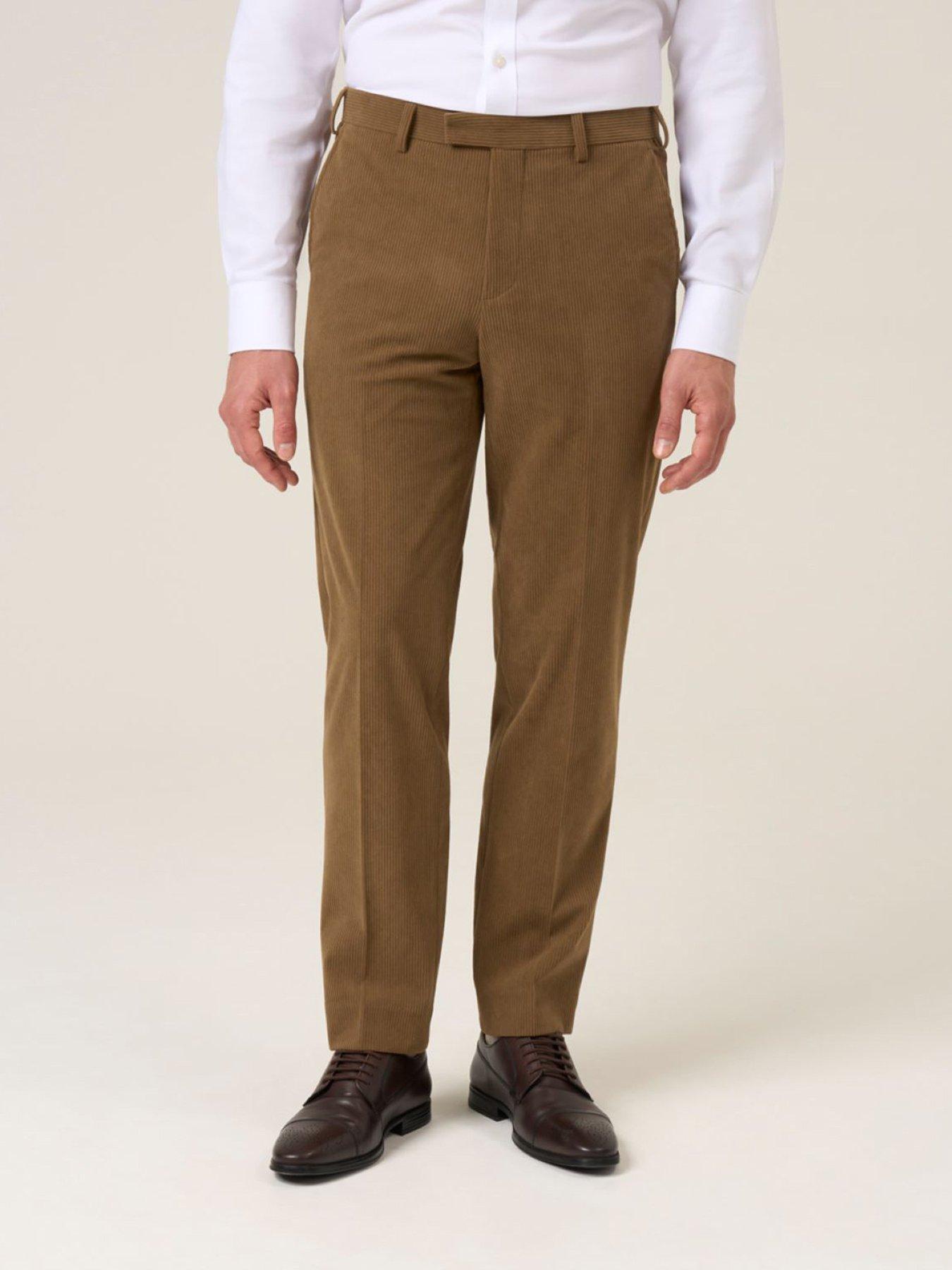 front image of skopes-tailored-fit-dorsey-corduroy-suit-trousers-brown