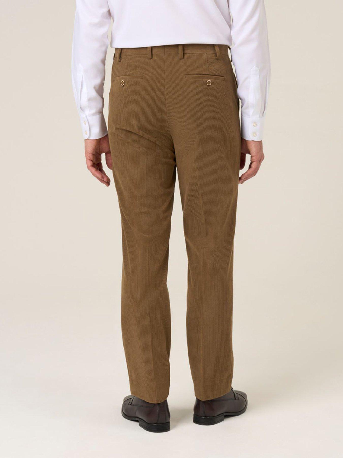  image of skopes-tailored-fit-dorsey-corduroy-suit-trousers-brown