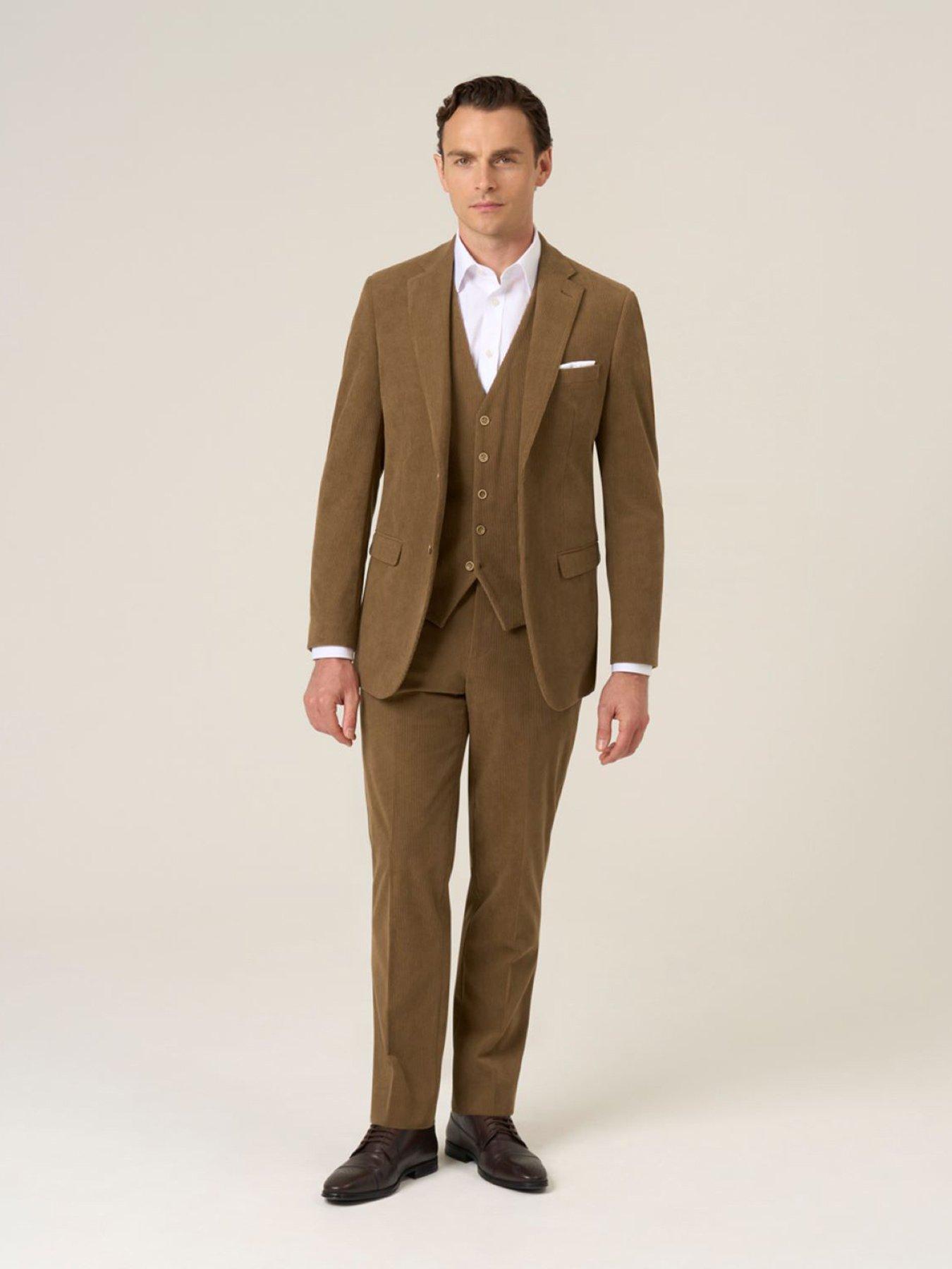 Image 3 of 5 of Skopes Tailored Fit Dorsey Corduroy Suit Trousers - Brown