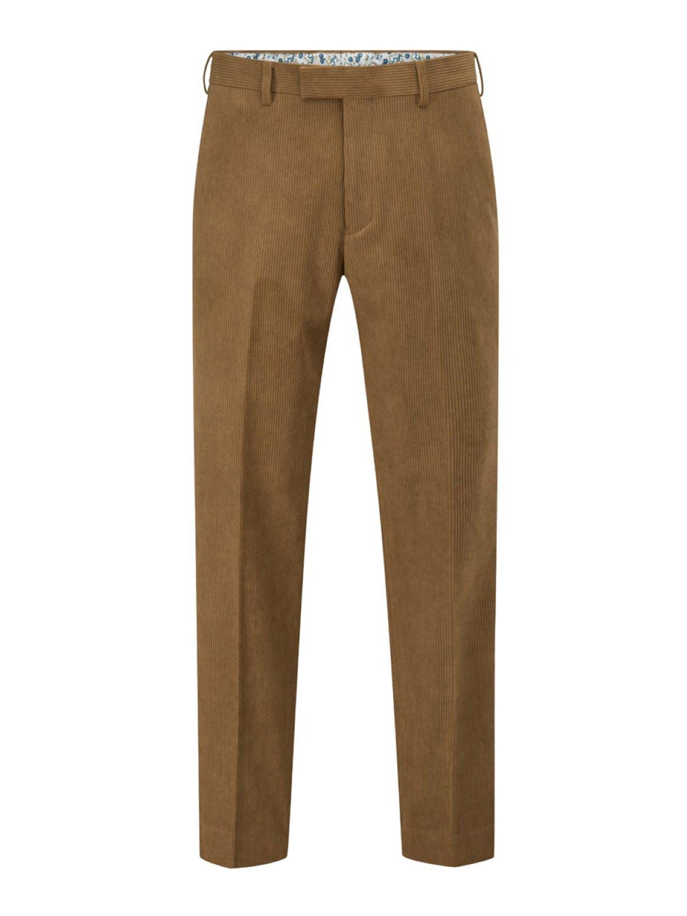 image of skopes-tailored-fit-dorsey-corduroy-suit-trousers-brown