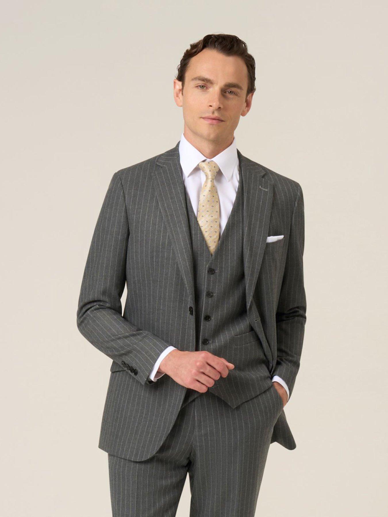 Image 1 of 6 of Skopes Tailored Fit Cassius Grey Chalkstripe Suit Jacket