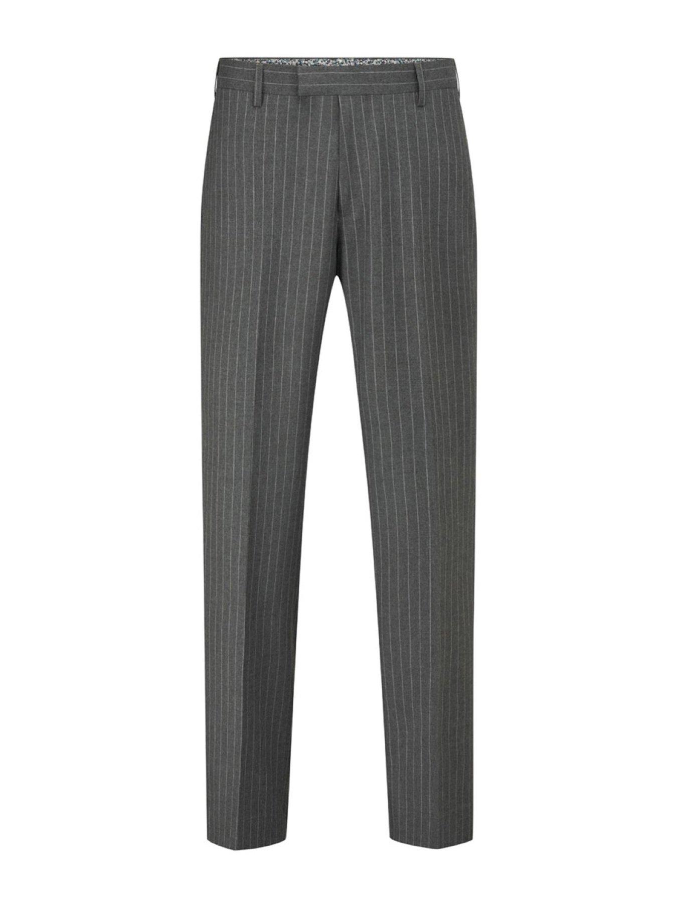  image of skopes-tailored-fit-cassius-grey-chalkstripe-suit-trousers-dark-grey