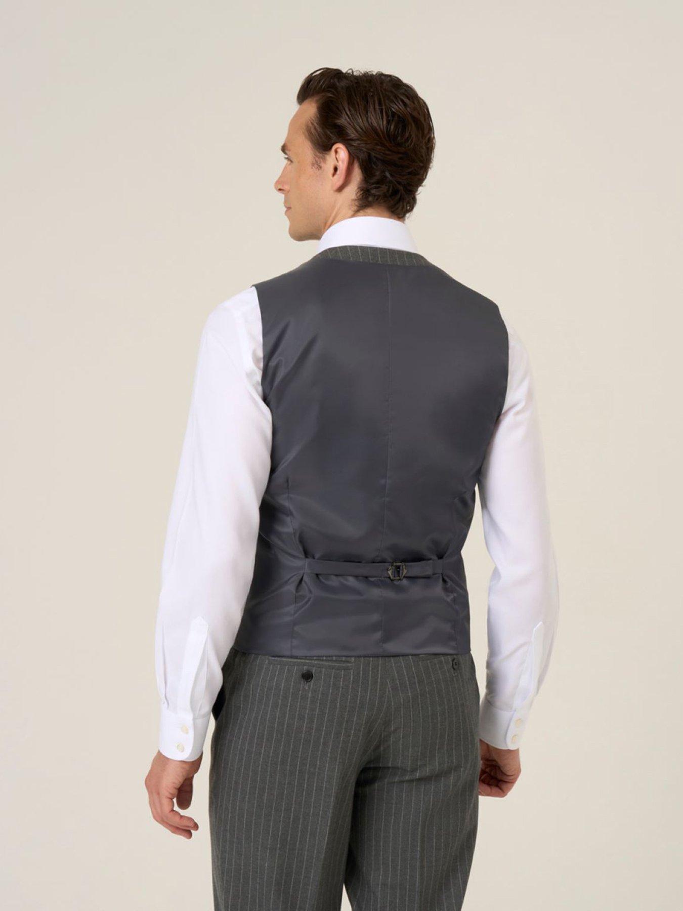 stillFront image of skopes-cassius-grey-chalkstripe-waistcoat-dark-grey