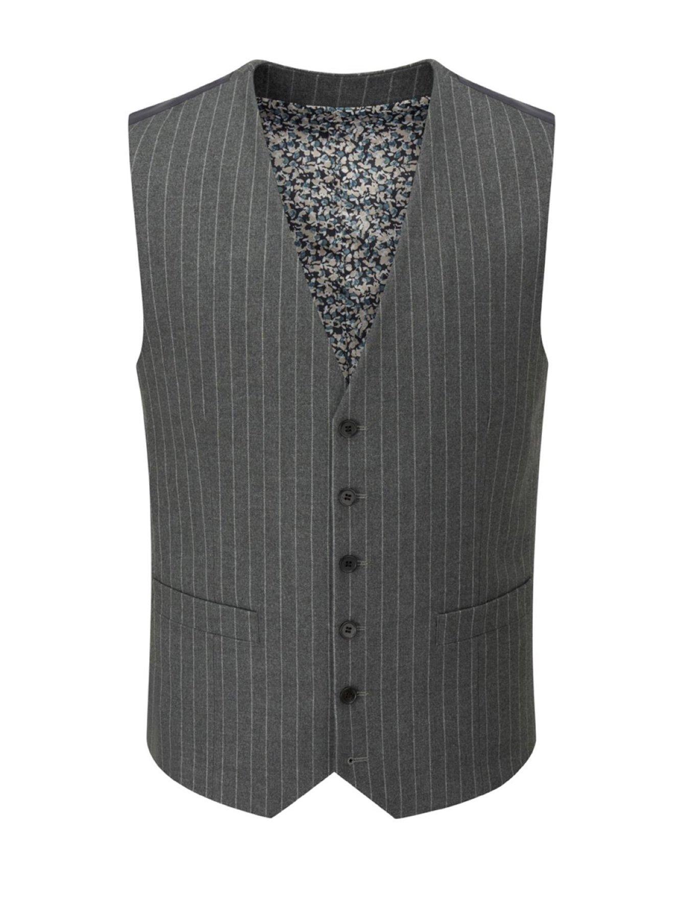  image of skopes-cassius-grey-chalkstripe-waistcoat-dark-grey