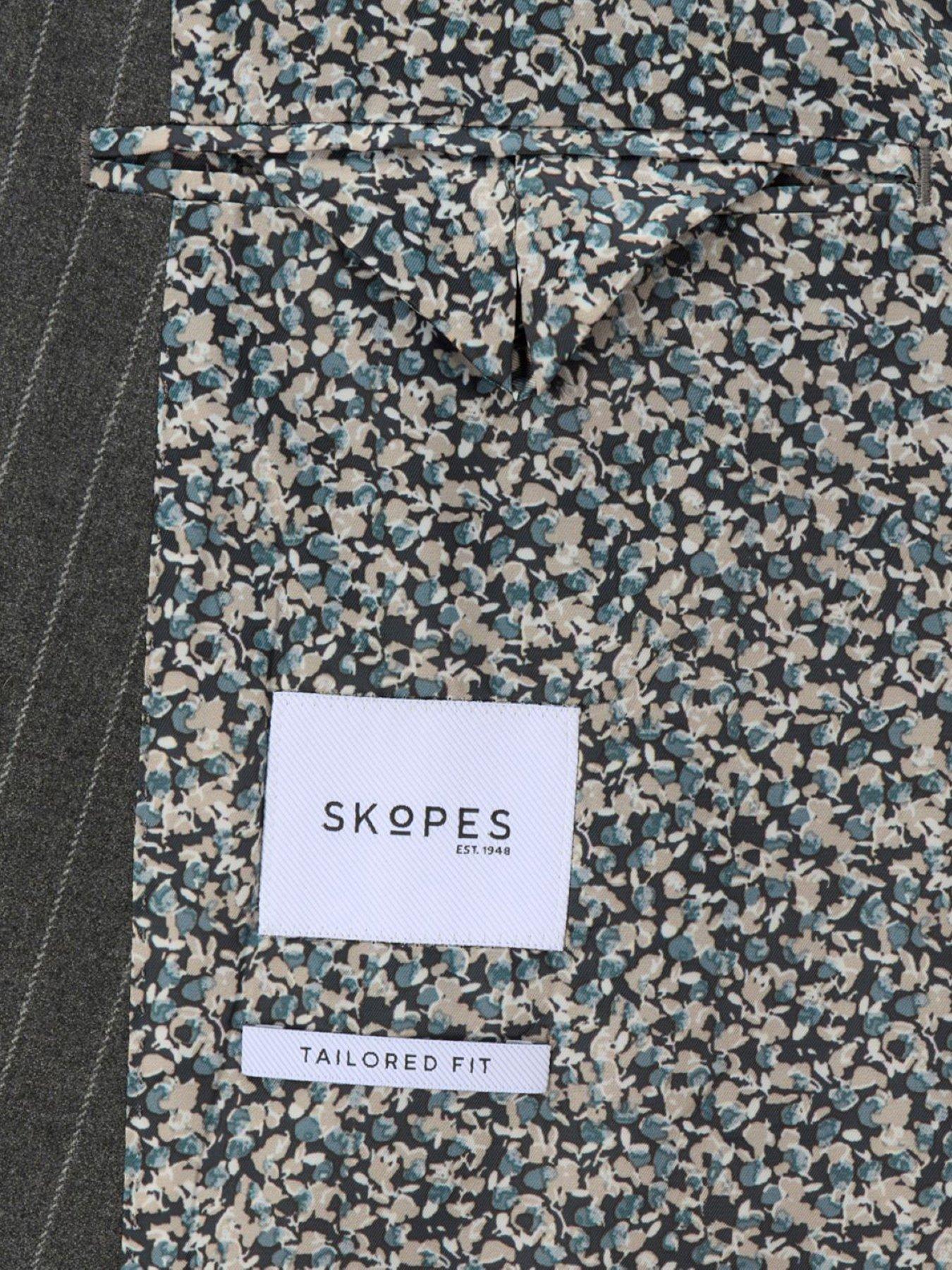  image of skopes-double-breasted-cassius-grey-chalkstripe-suit-jacket-dark-grey