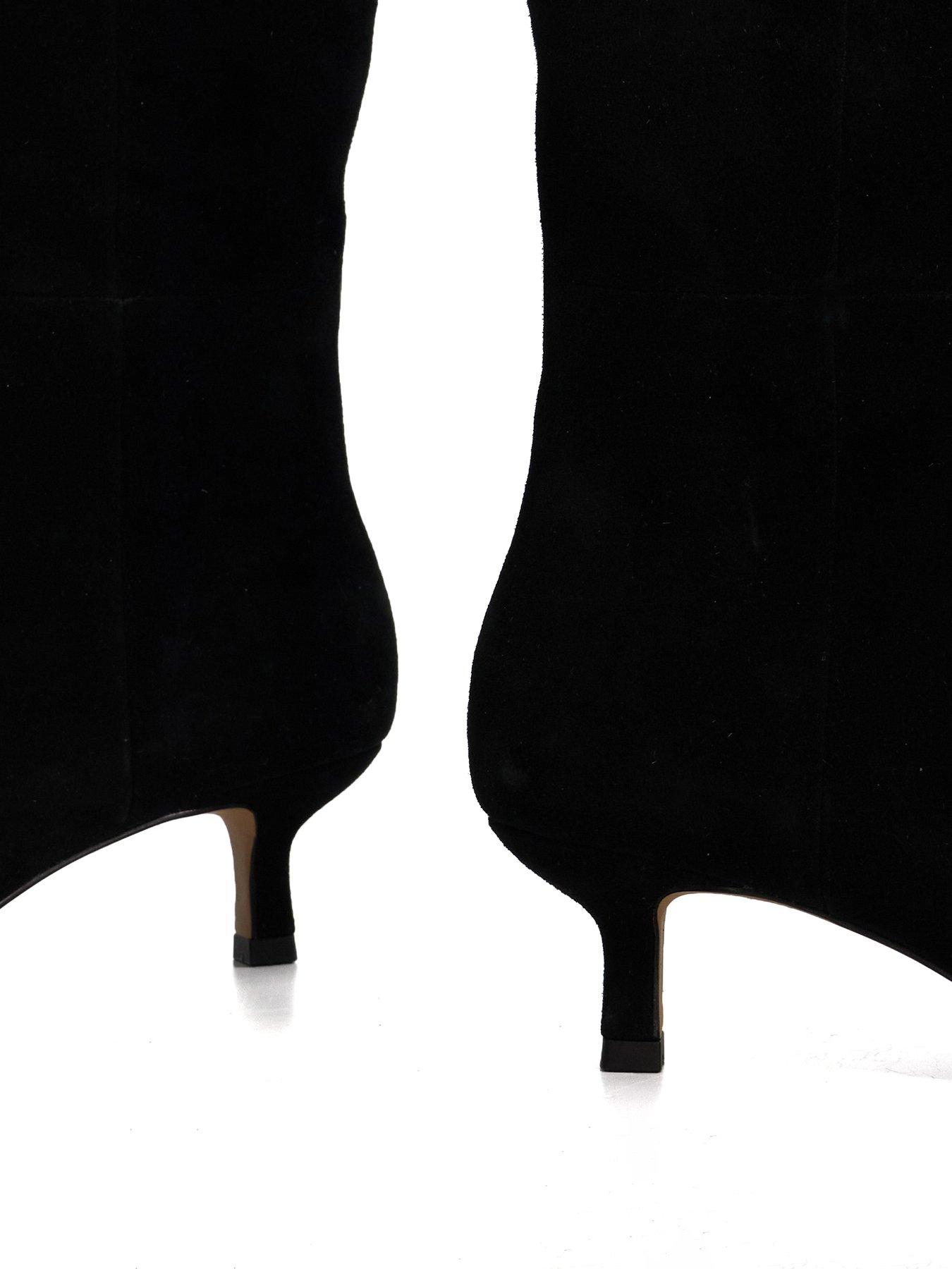 Image 5 of 6 of Dune London Searing Round Toe Suede Knee High Boot - Black