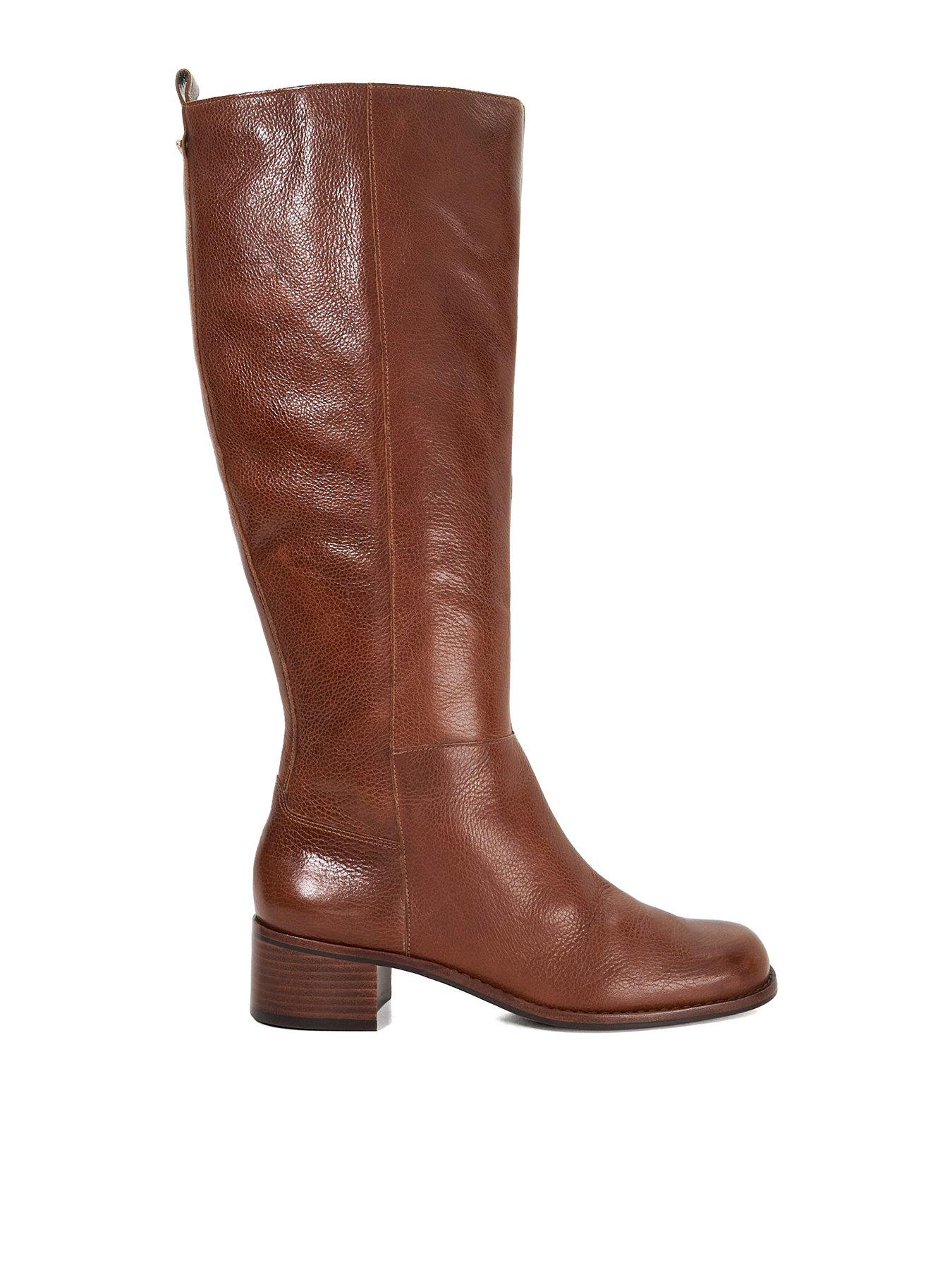 Image 2 of 6 of Dune London Turner Leather Knee High Boots - Tan
