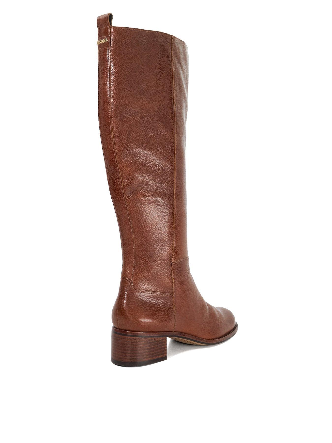 Image 4 of 6 of Dune London Turner Leather Knee High Boots - Tan