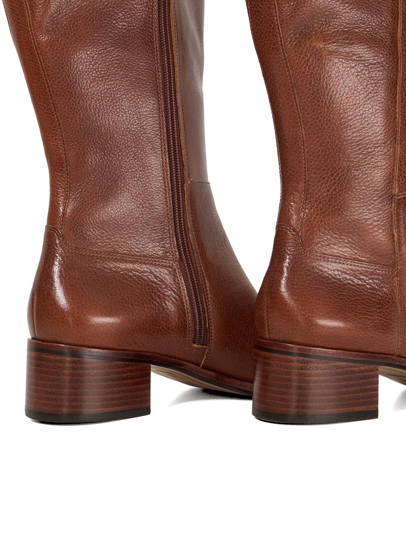 Image 6 of 6 of Dune London Turner Leather Knee High Boots - Tan