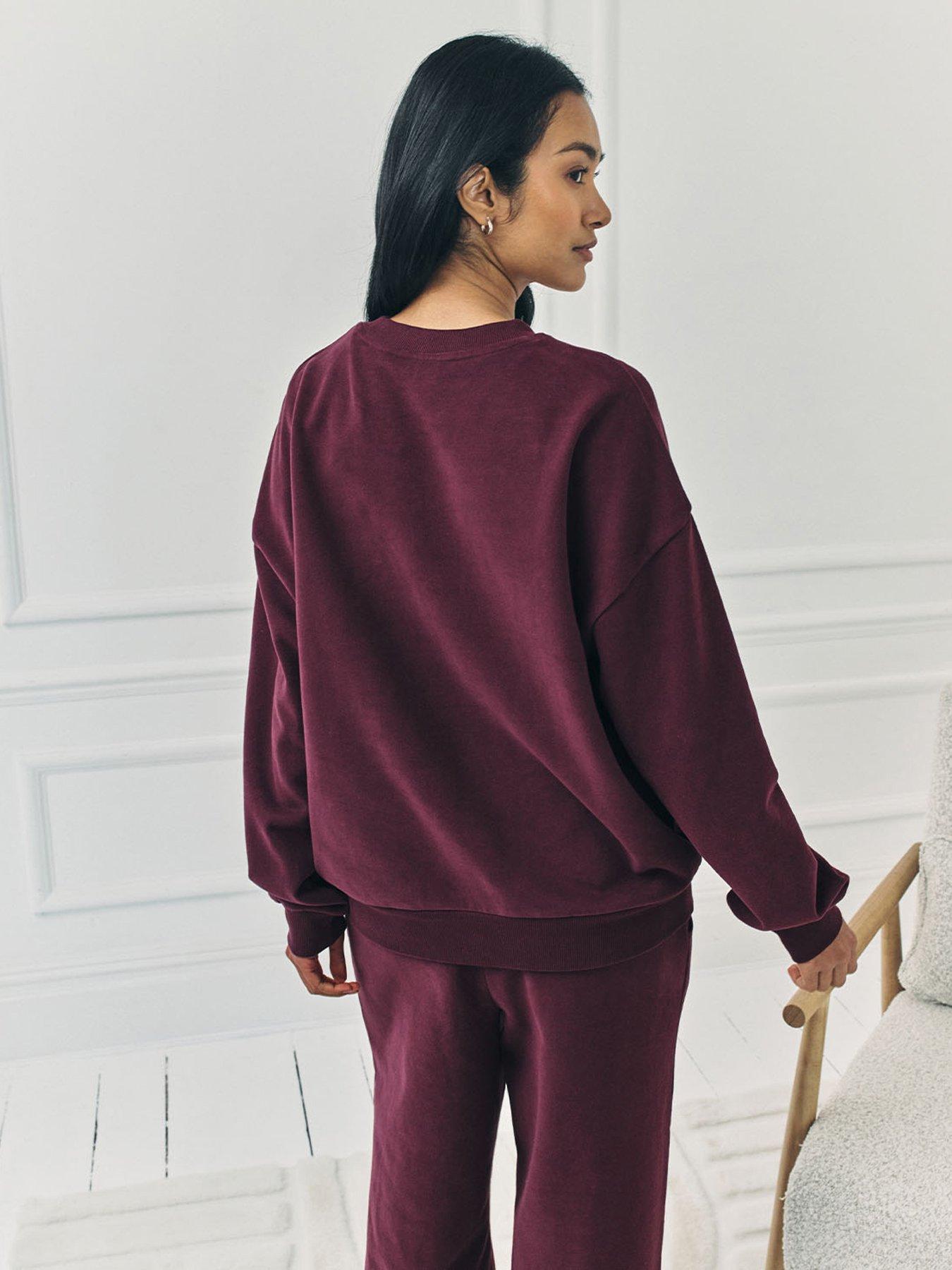  image of chelsea-peers-branded-crew-sweatshirt-burgundy