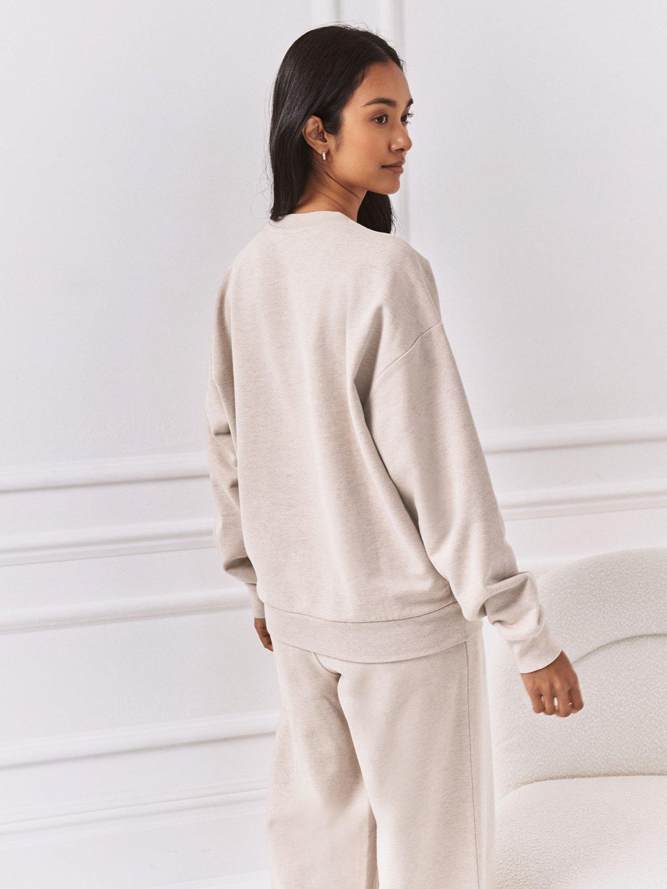 Image 2 of 6 of CHELSEA PEERS Branded Crew Neck Sweatshirt - Beige