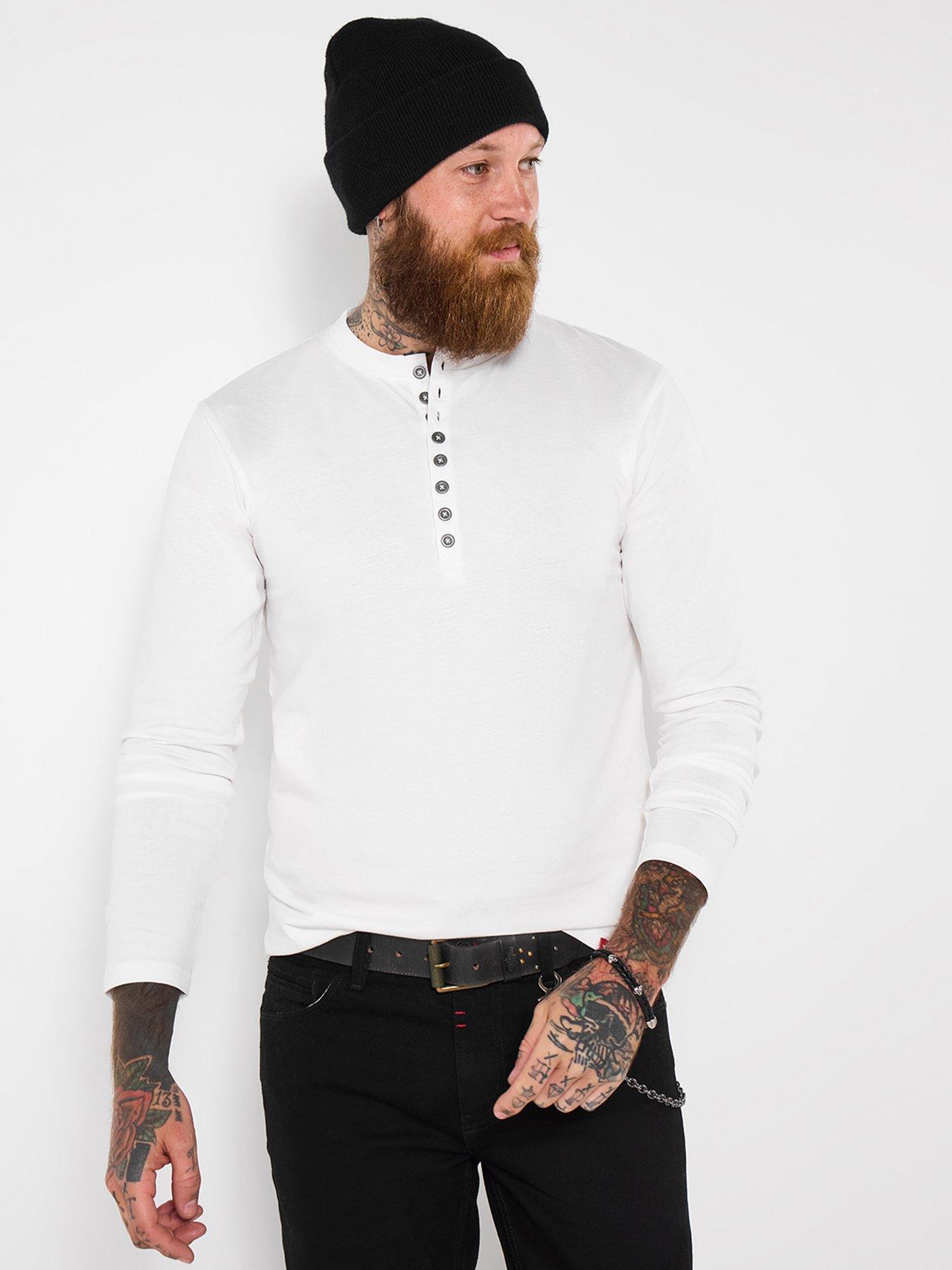 undefined Henley Long Sleeve T Shirt - White