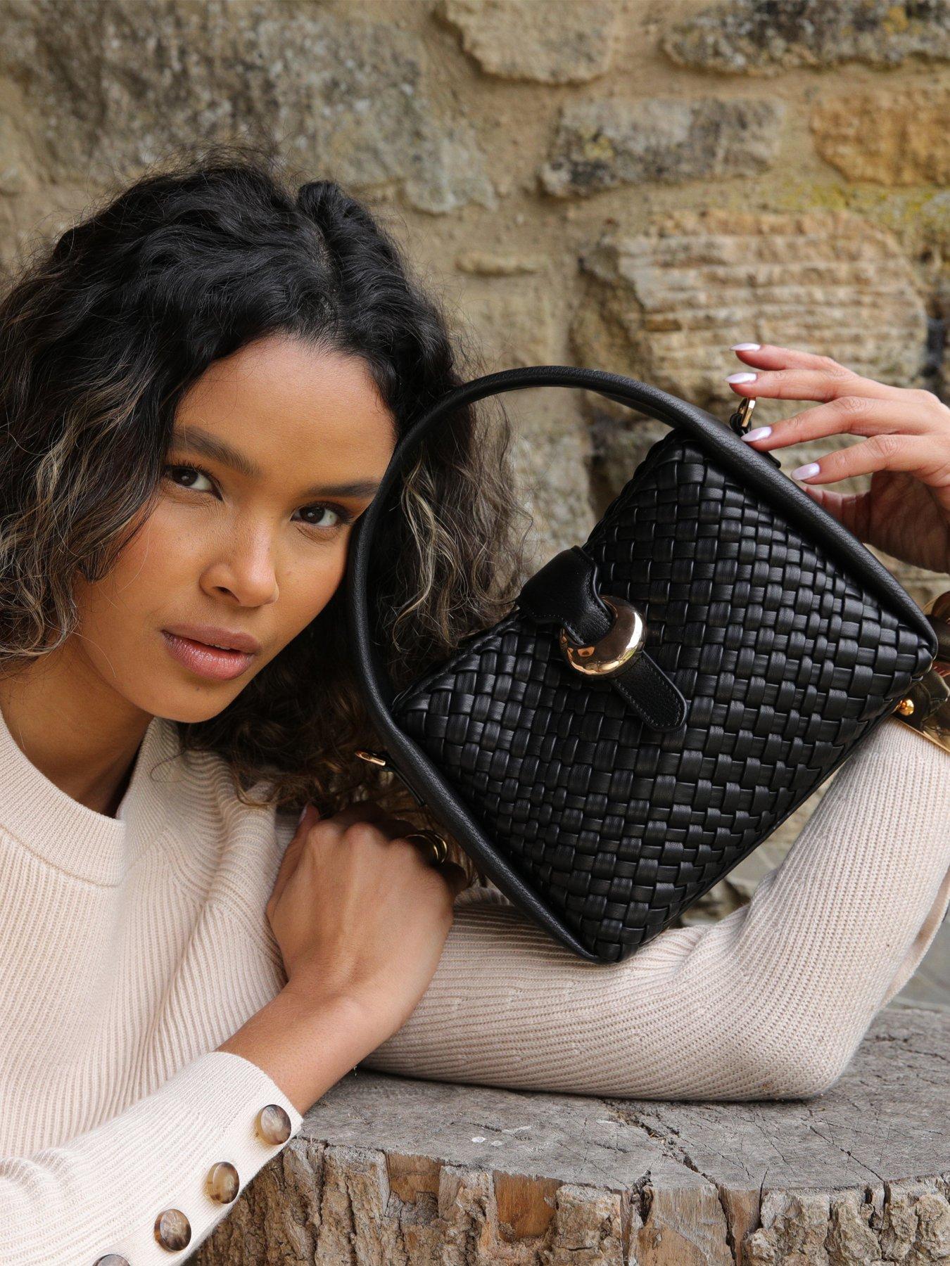 Image 2 of 5 of Luella Grey Maggie Black Weave Crossbody Bag