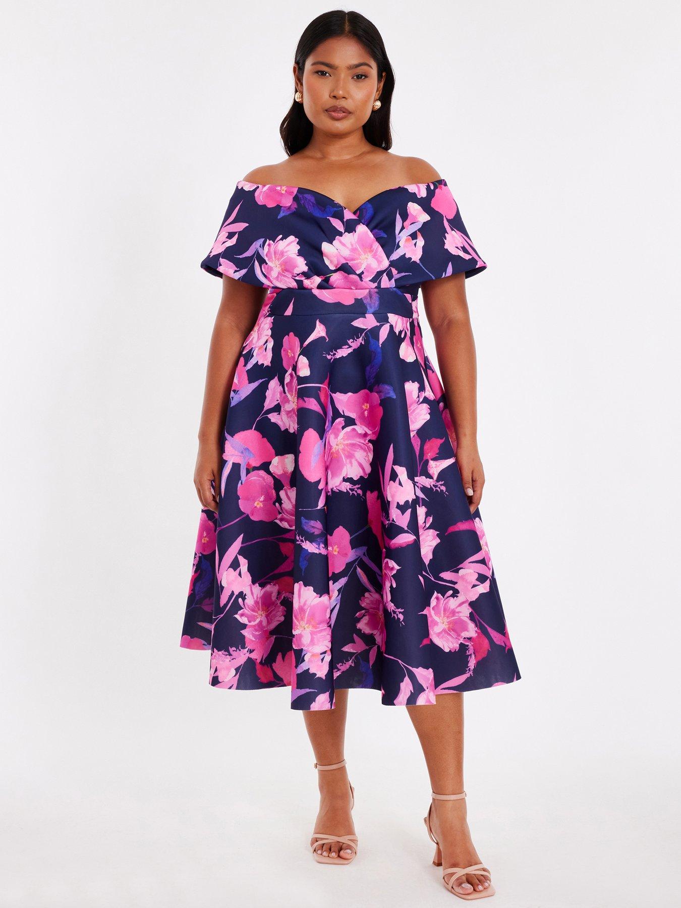 quiz-curve-navy-floral-skater-dress