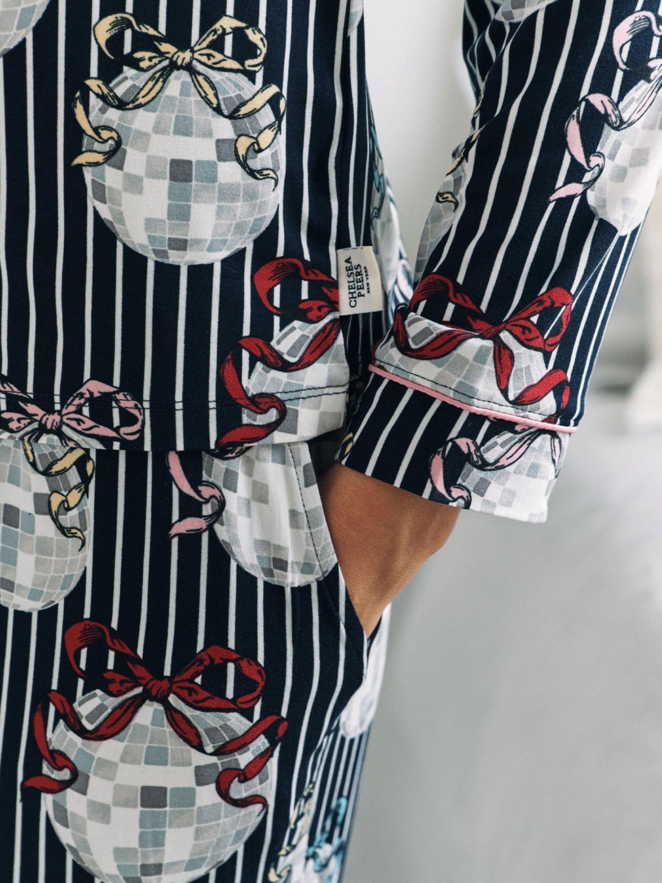  image of chelsea-peers-christmas-long-button-up-set-navy