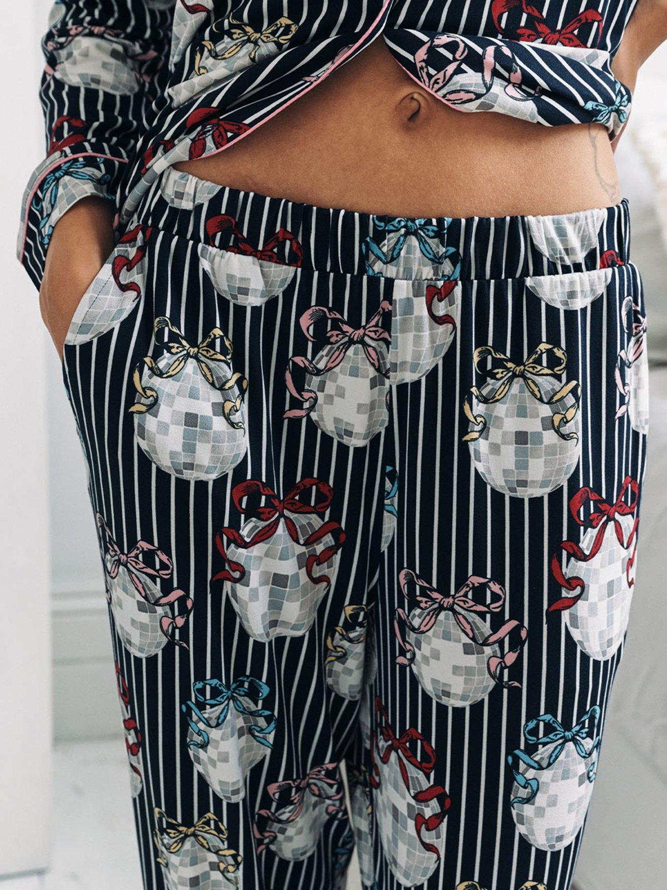  image of chelsea-peers-christmas-long-button-up-set-navy