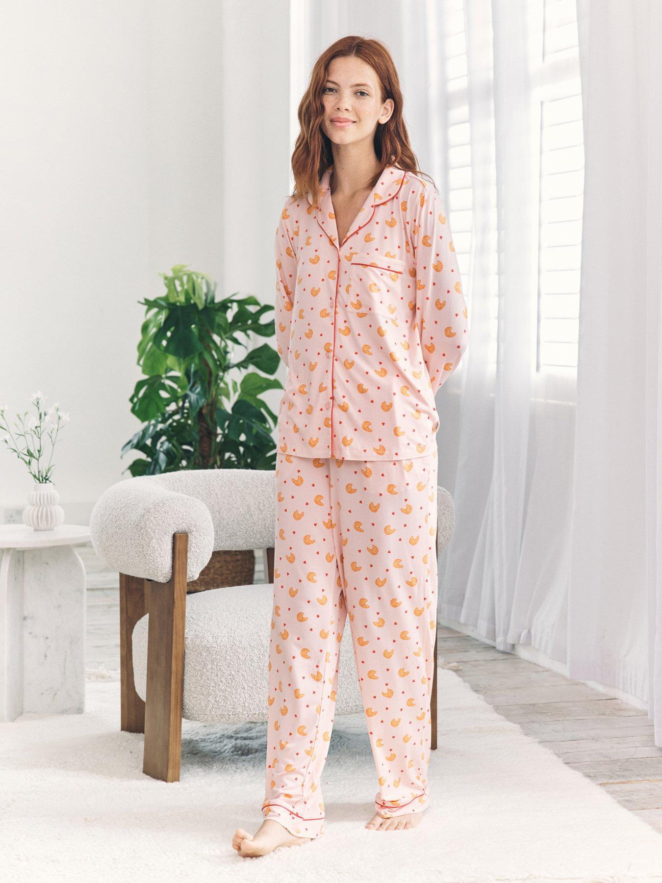 Image 1 of 5 of CHELSEA PEERS Long Sleeve Spot Pyjama Set - Pink