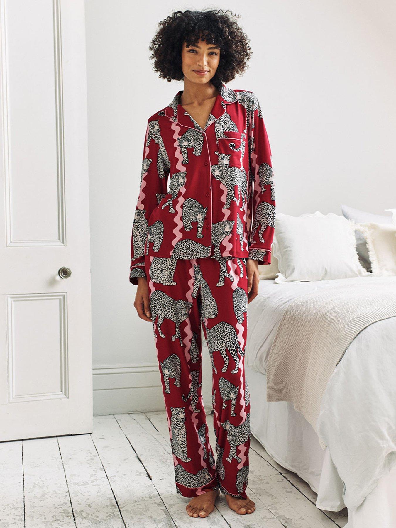 CHELSEA PEERS Classic Printed Long Button Up Set - Red
