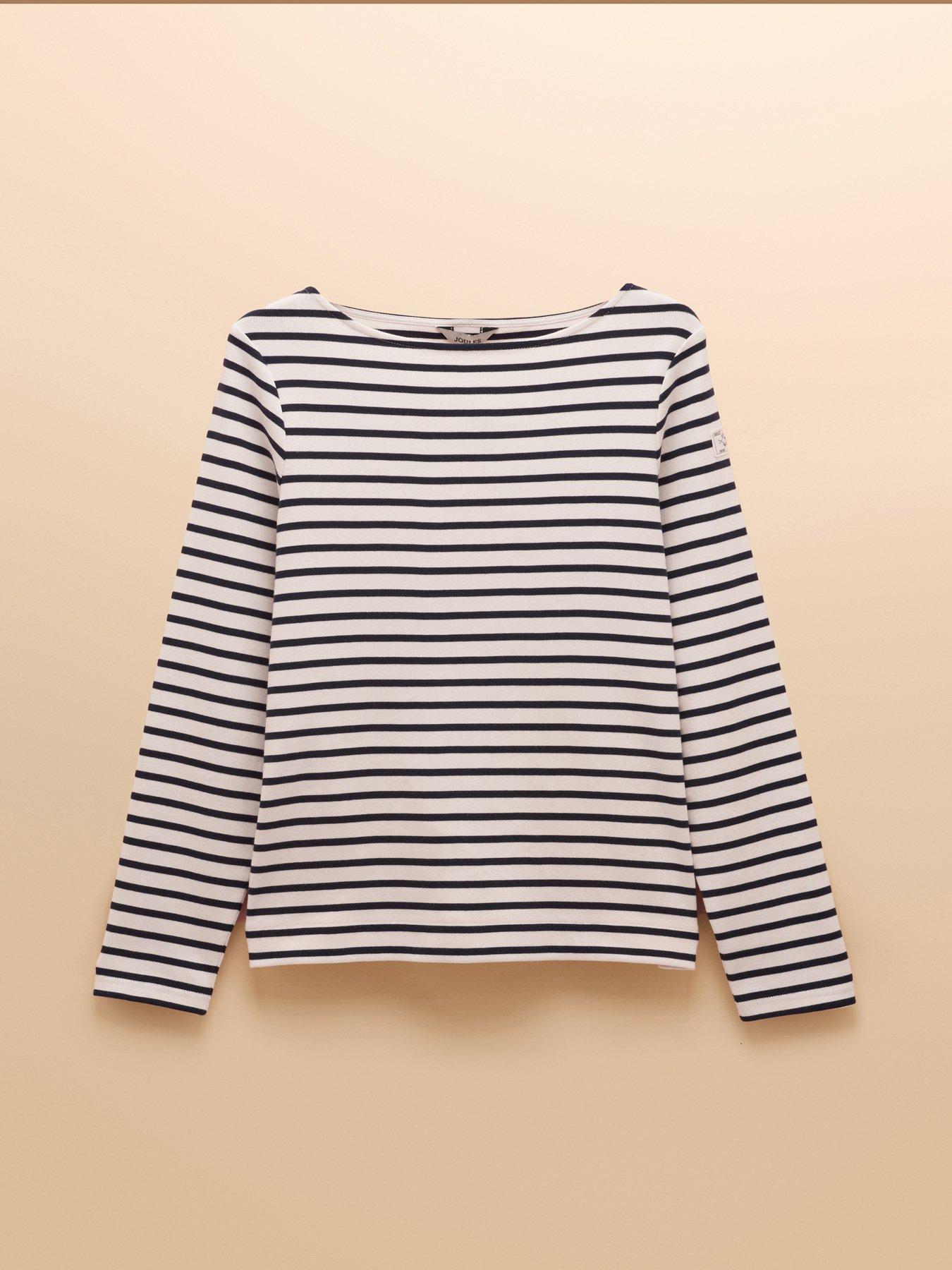 undefined Boat Neck Breton Top Stripe - Cream/Navy