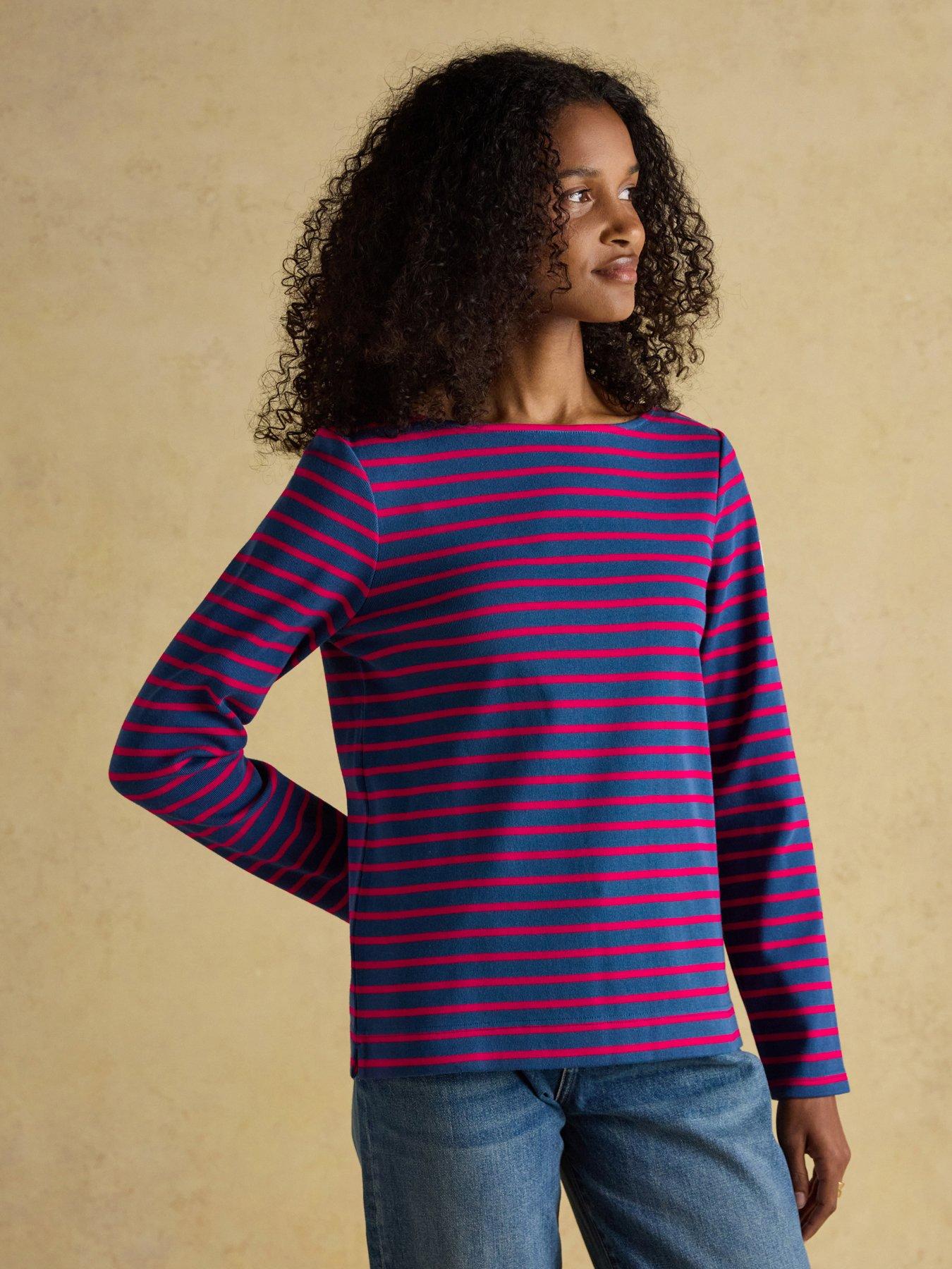 Joules Boat Neck Breton Top - Red/Blue