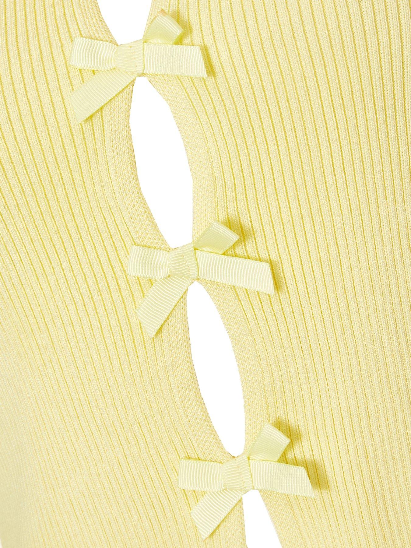 Image 4 of 6 of Quiz Yellow Knitted Bow Detail Top