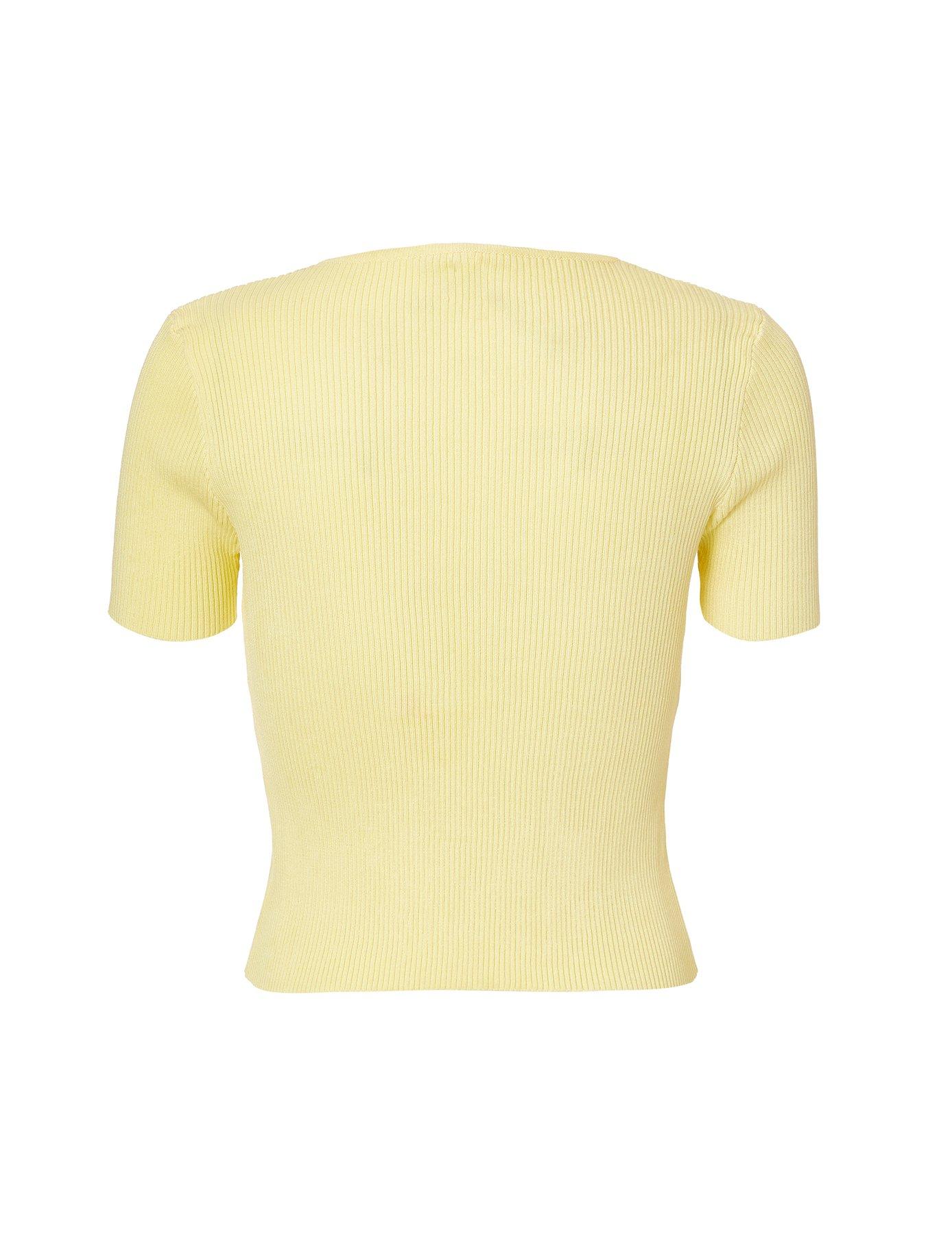 Image 6 of 6 of Quiz Yellow Knitted Bow Detail Top