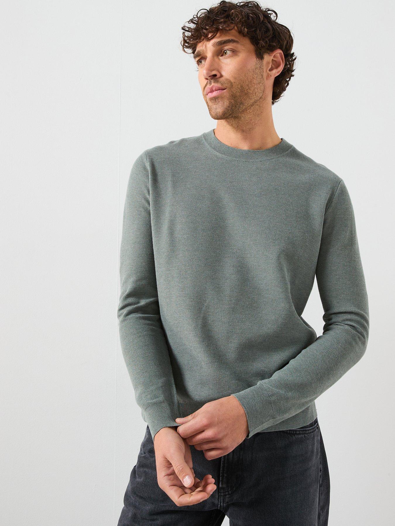Mango Ten Cotton Pique Knitted Jumper - Light Green