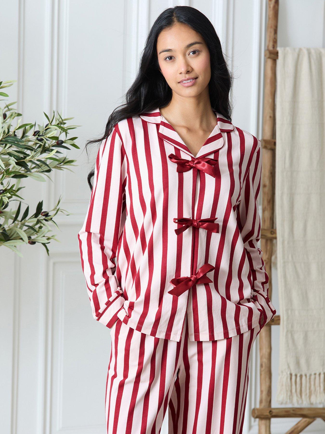 Image 2 of 6 of CHELSEA PEERS Tie Front Kimono Sleeve With Boxer Trouser Long Set - Pink