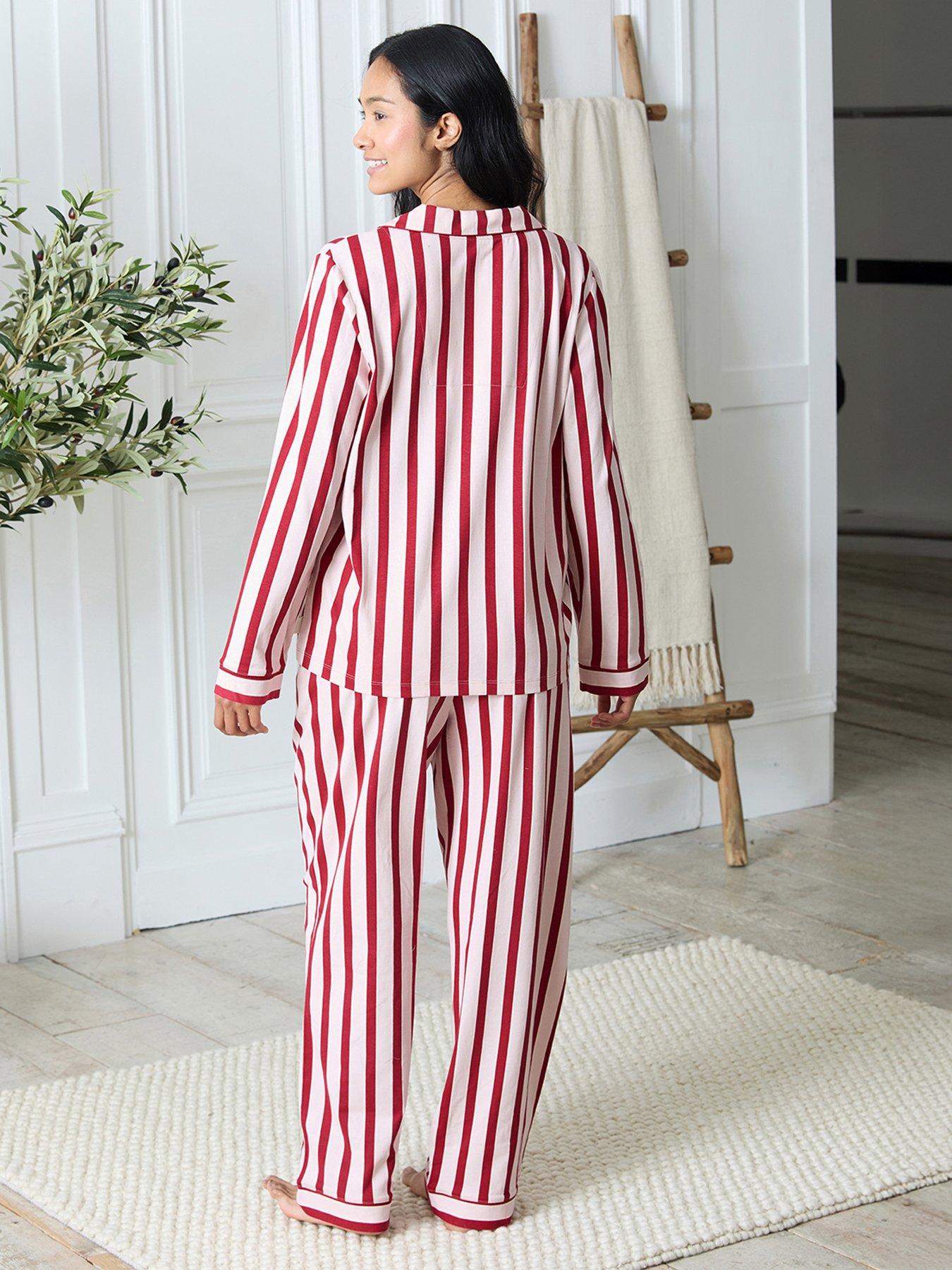 Image 5 of 6 of CHELSEA PEERS Tie Front Kimono Sleeve With Boxer Trouser Long Set - Pink