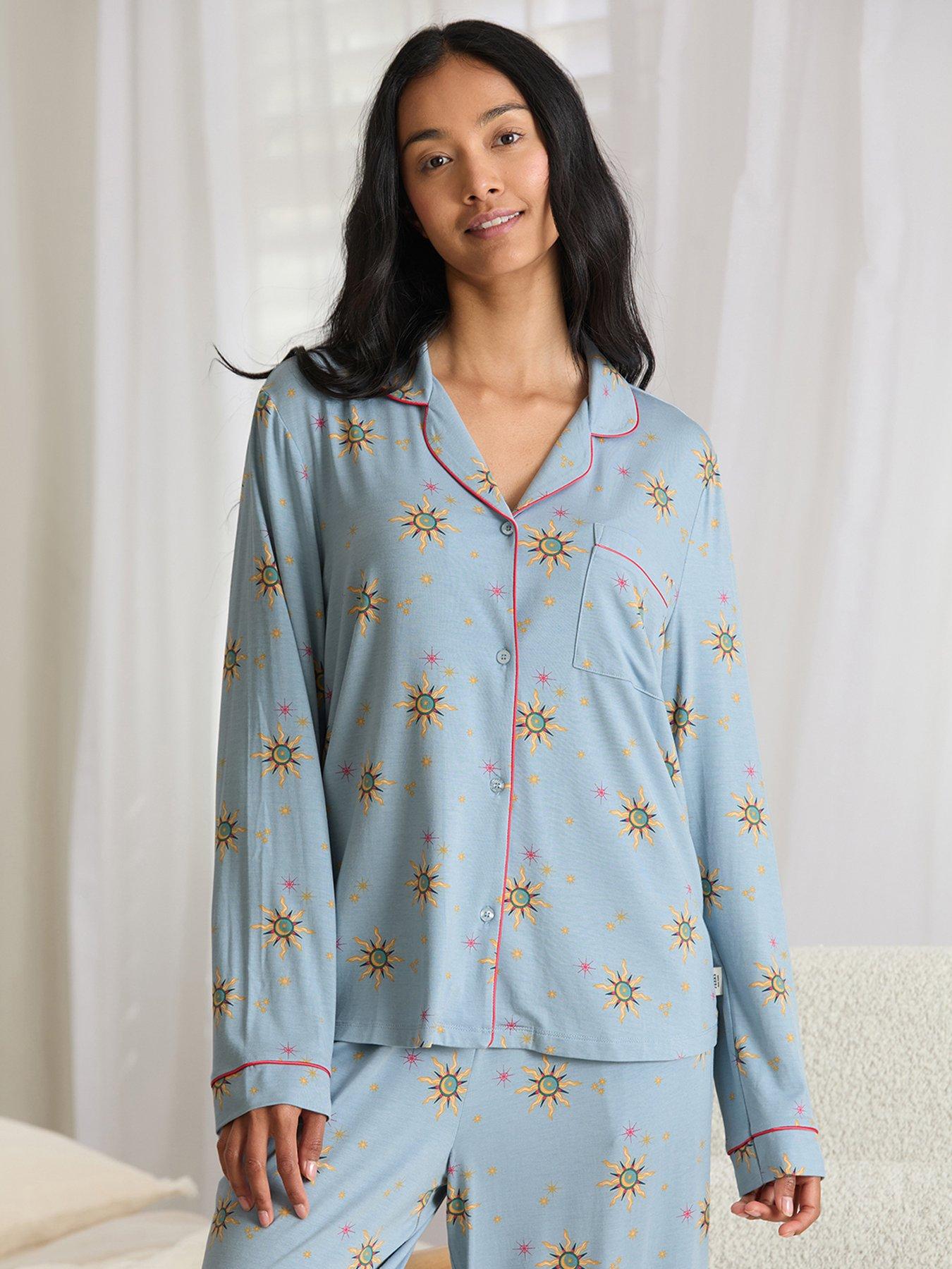 Image 5 of 6 of CHELSEA PEERS Classic Long Button Up Set - Blue