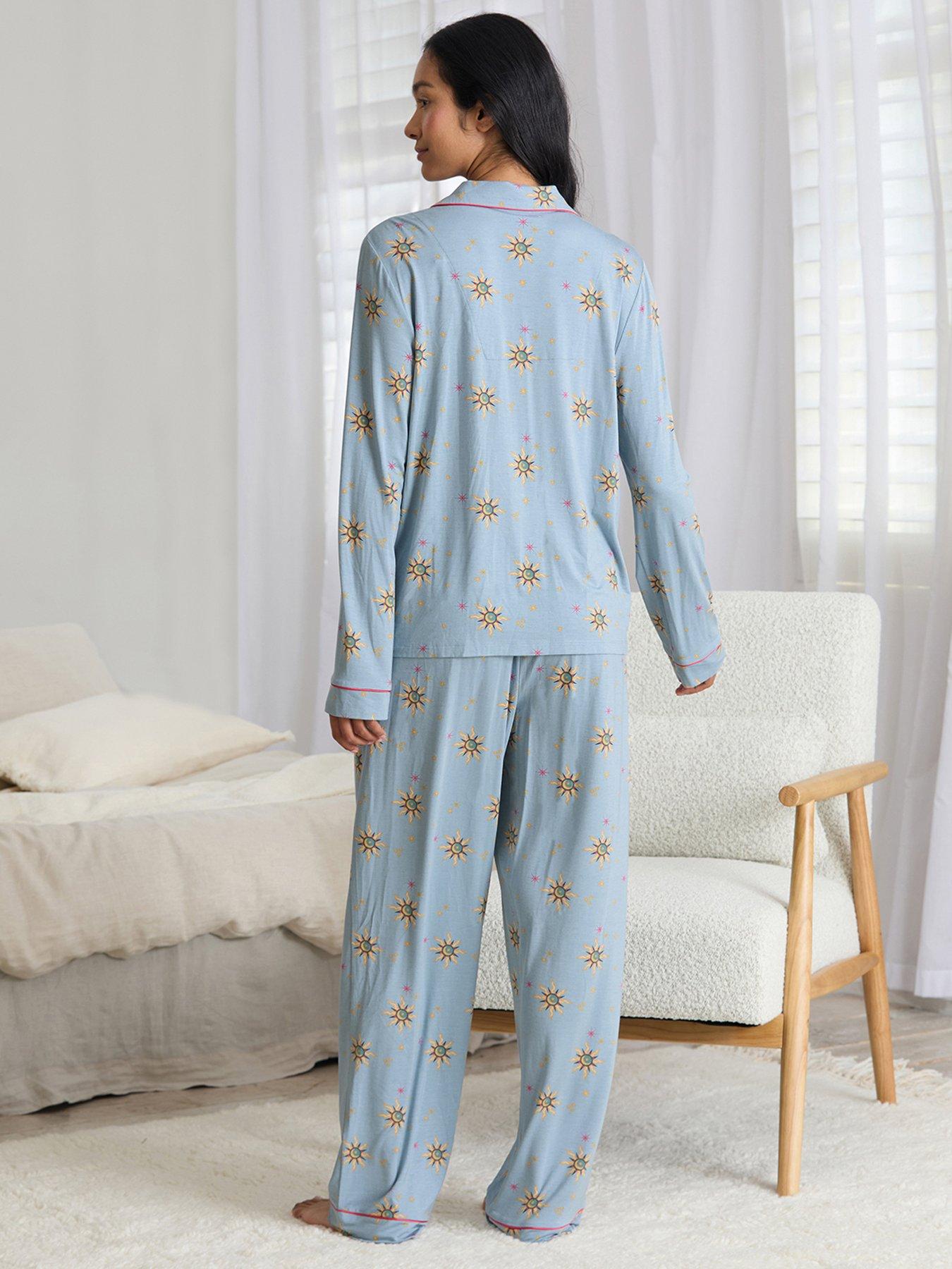 Image 6 of 6 of CHELSEA PEERS Classic Long Button Up Set - Blue