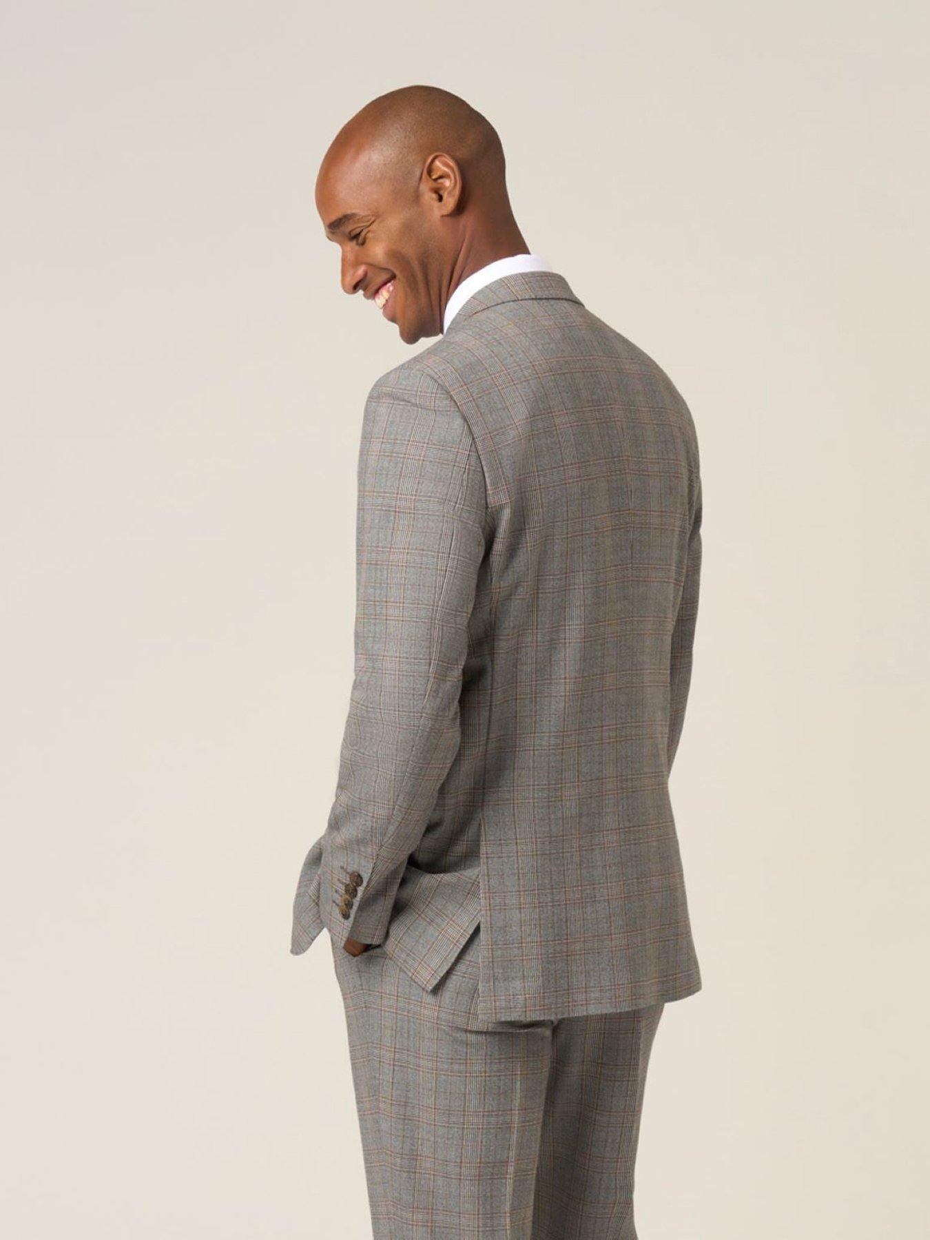 image of skopes-tailored-fit-haley-brown-check-suit-jacket-light-brown