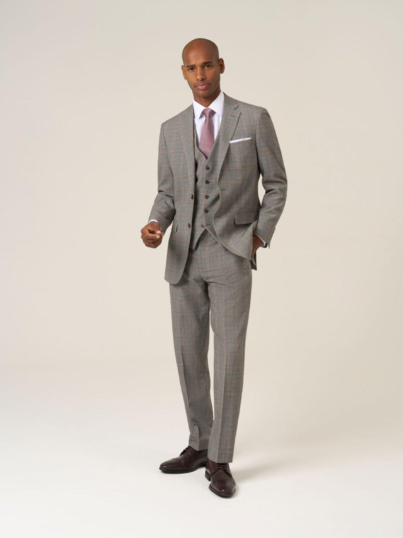  image of skopes-tailored-fit-haley-brown-check-suit-jacket-light-brown