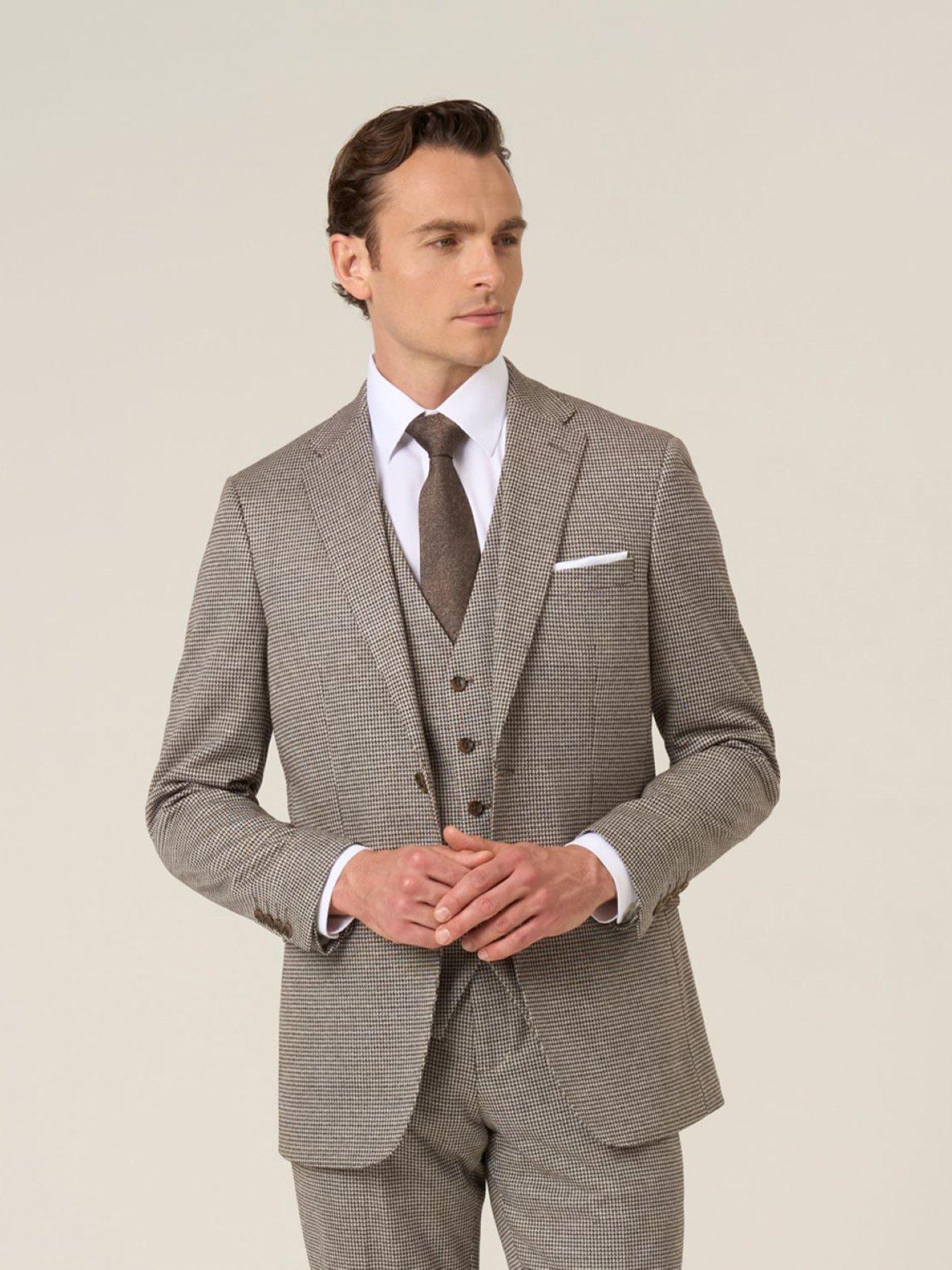  image of skopes-tailored-fit-cannon-houndstooth-suit-jacket-brown