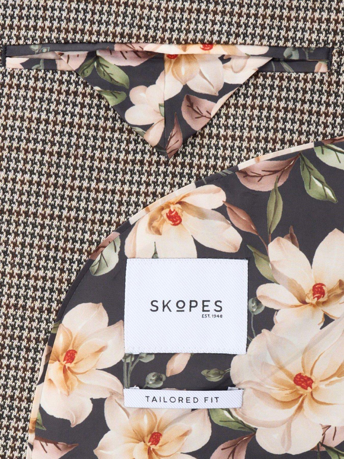  image of skopes-tailored-fit-cannon-houndstooth-suit-jacket-brown