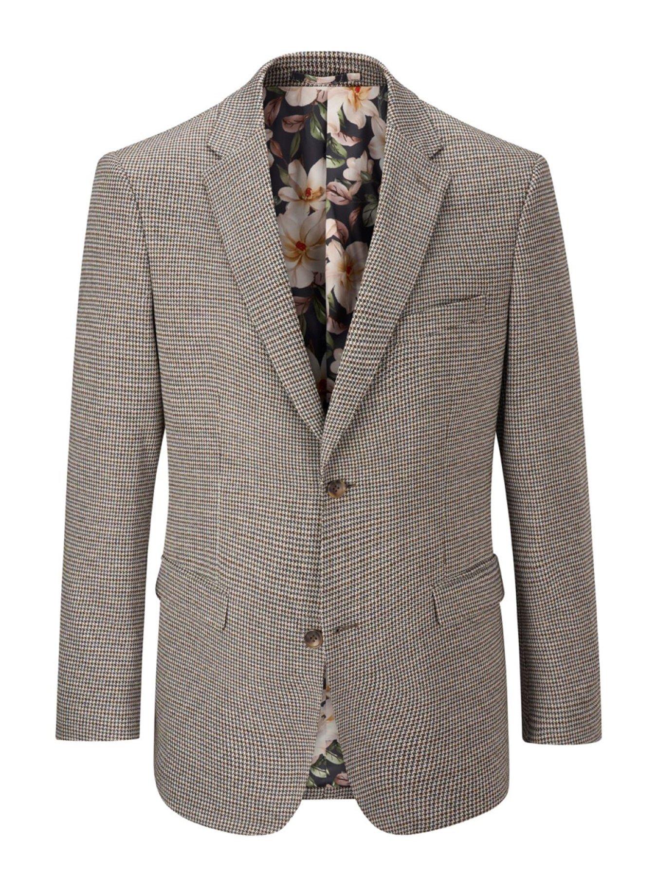  image of skopes-tailored-fit-cannon-houndstooth-suit-jacket-brown