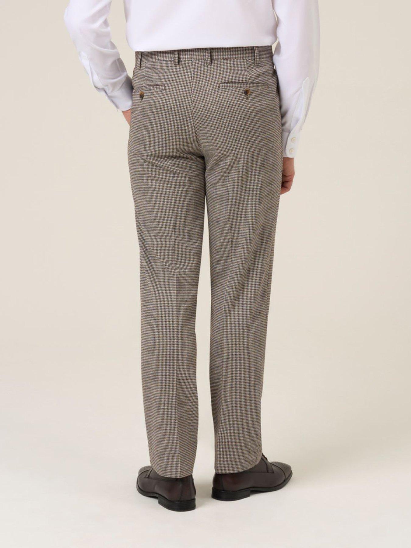 Image 2 of 5 of Skopes Tailored Fit Cannon Houndstooth Suit Trousers - Brown