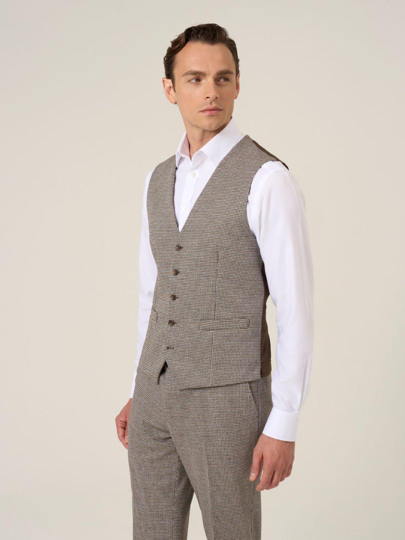 image of skopes-cannon-houndstooth-waistcoat-brown
