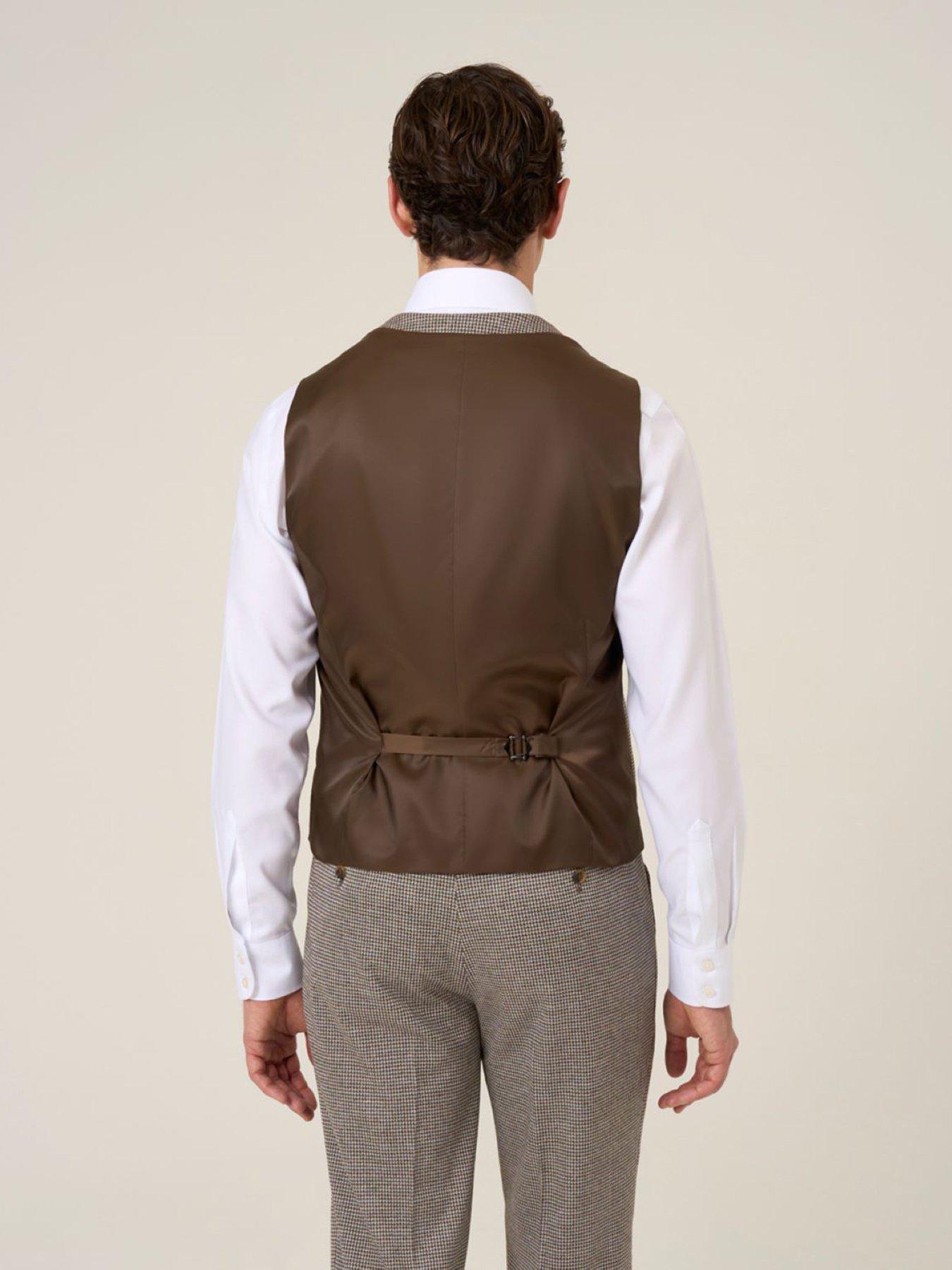 stillFront image of skopes-cannon-houndstooth-waistcoat-brown